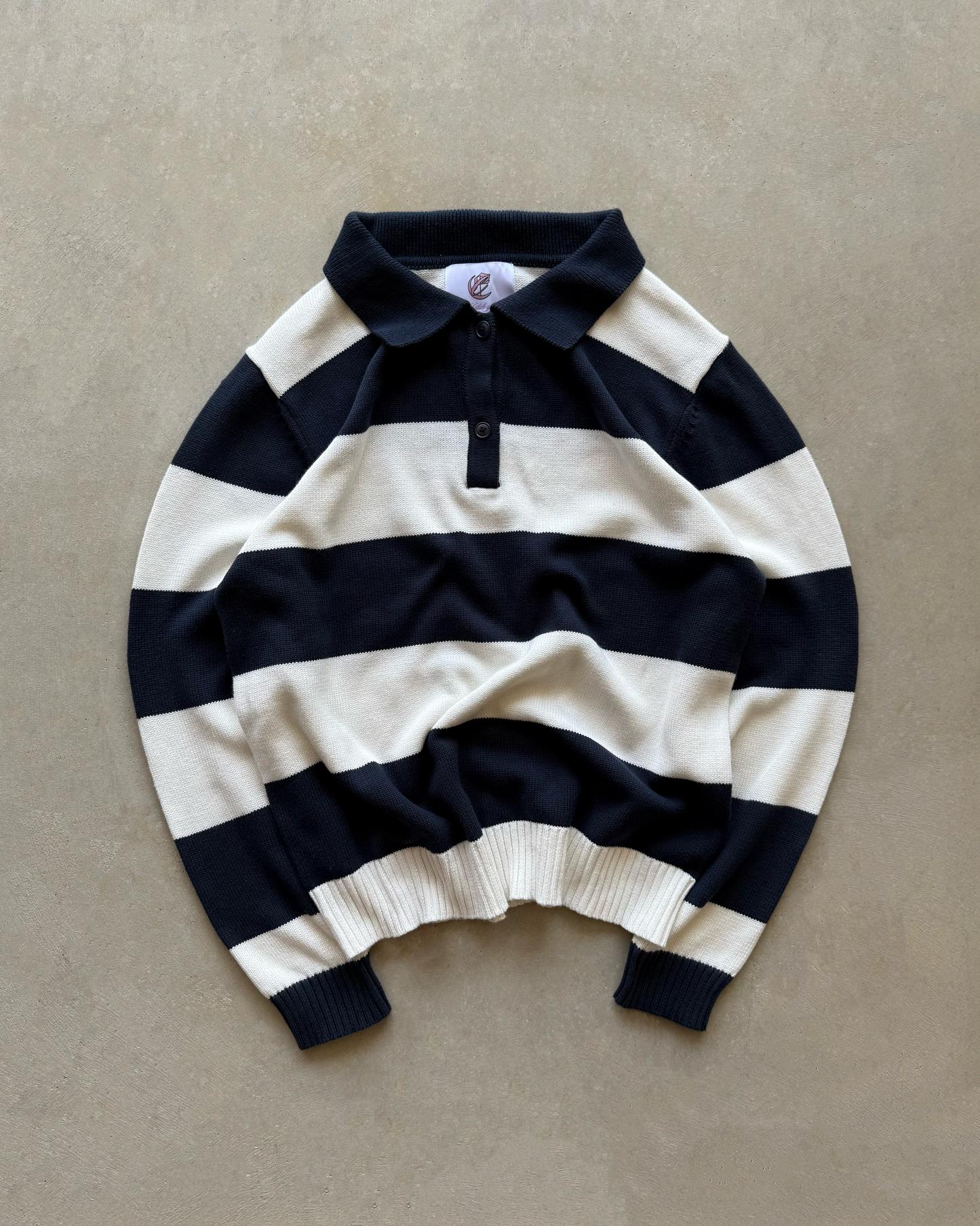 RUGBY KNITTED POLO (NAVY/WHITE)