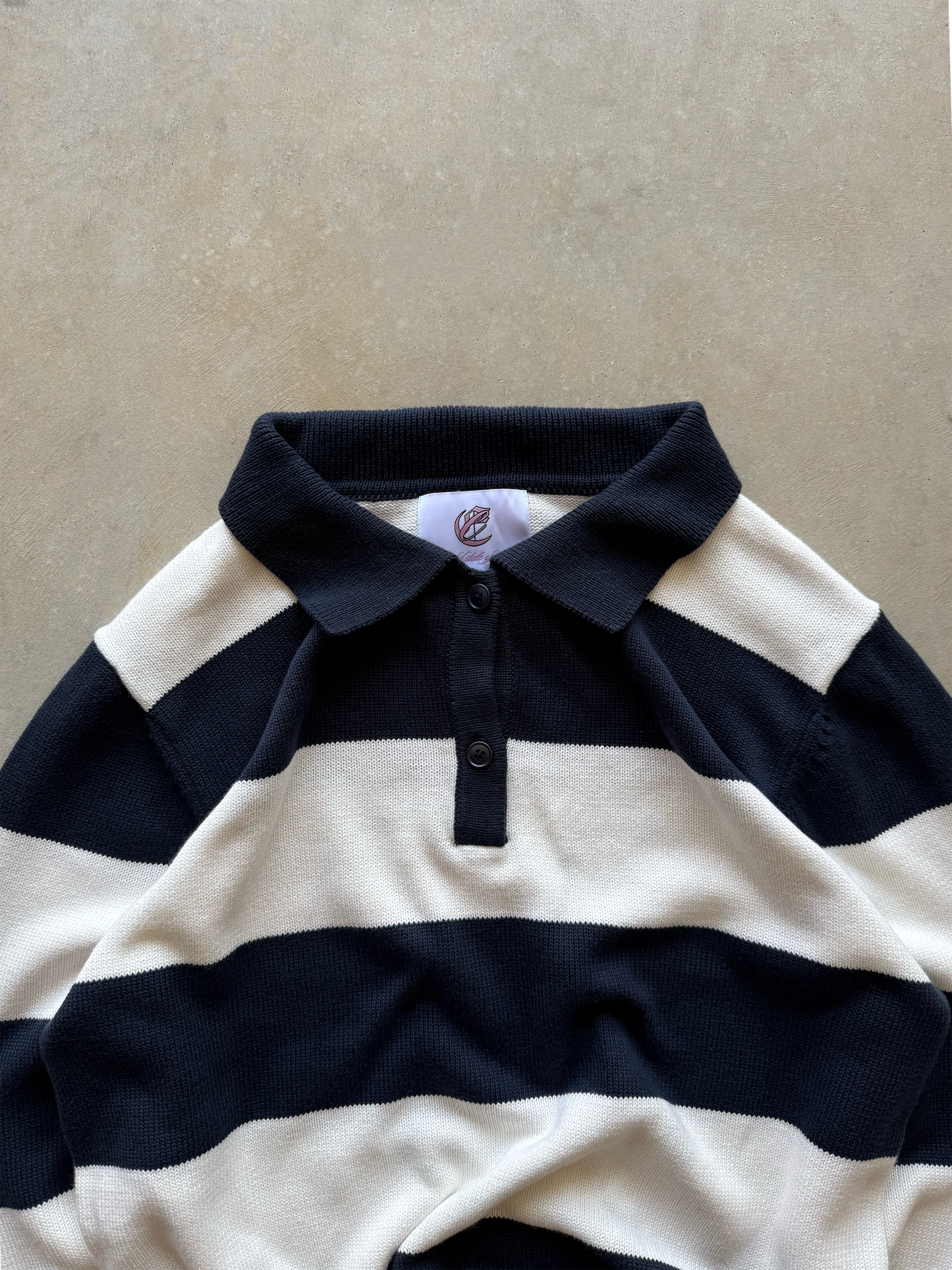 RUGBY KNITTED POLO (NAVY/WHITE)
