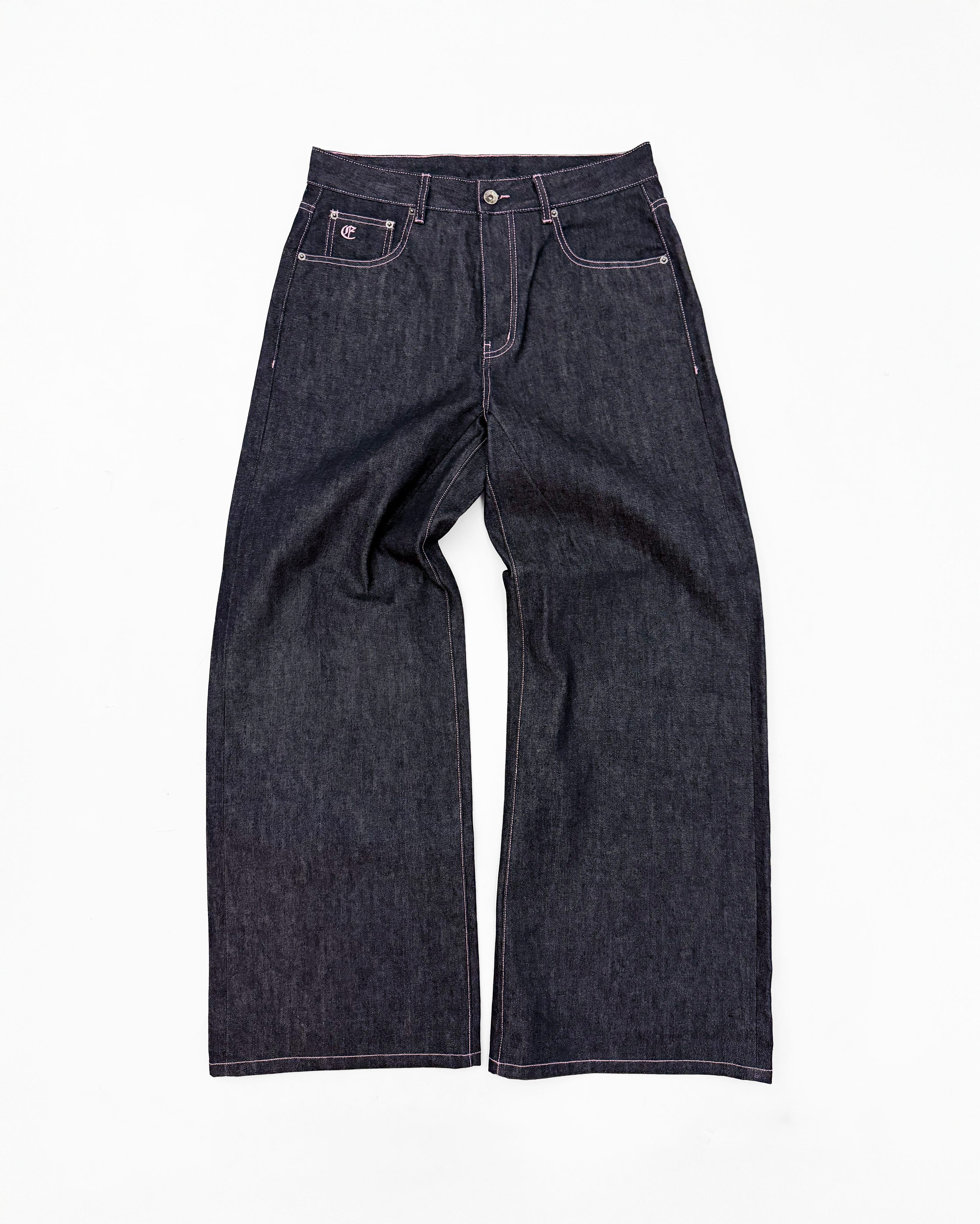 JAPANESE SELVEDGE BAGGY DENIM (INDIGO W/ PINK STITCH) – ELYSIAN