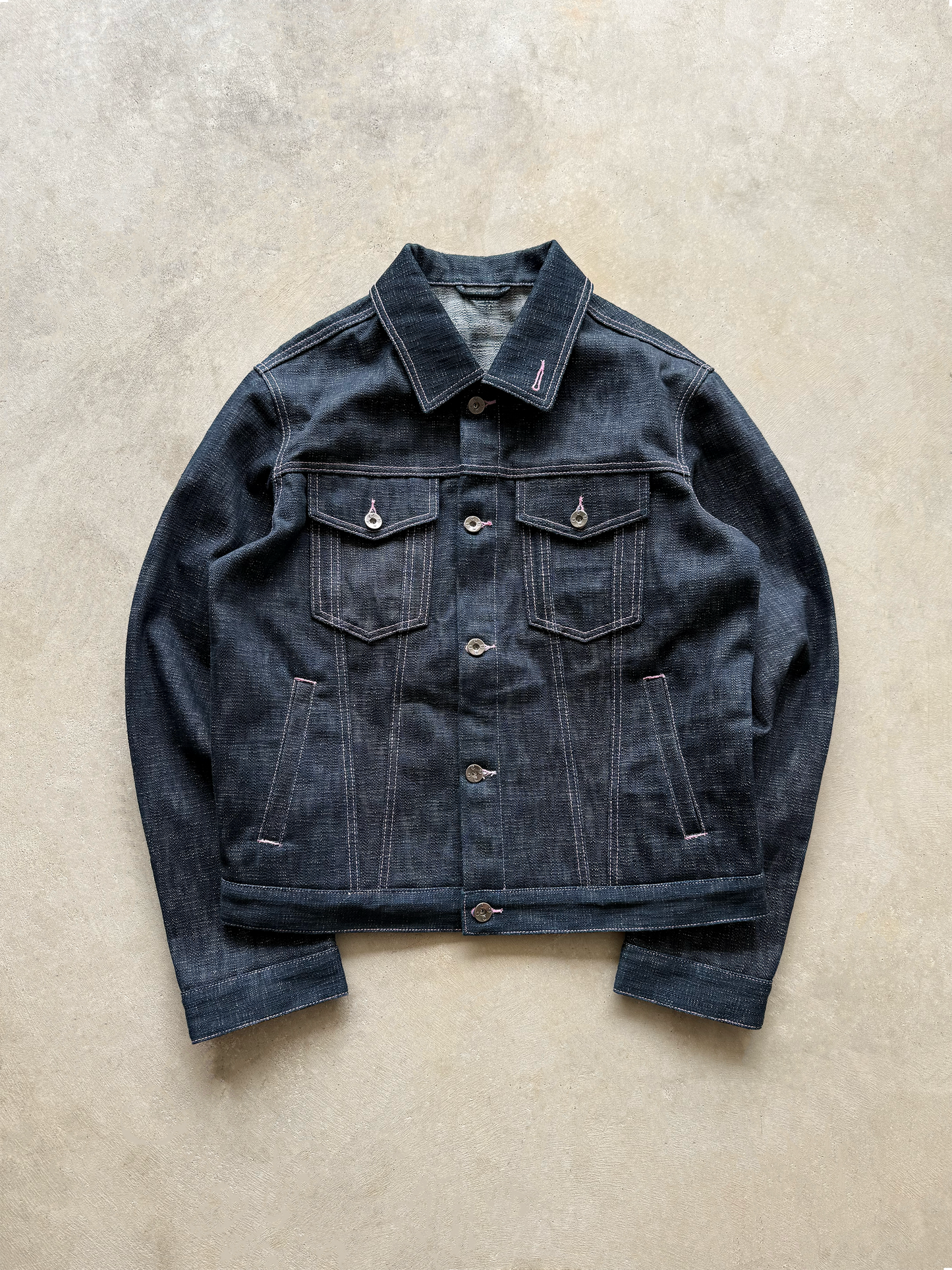 19OZ JAPANESE SLUB SELVEDGE DENIM JACKET (INDIGO W/ PINK STITCH)