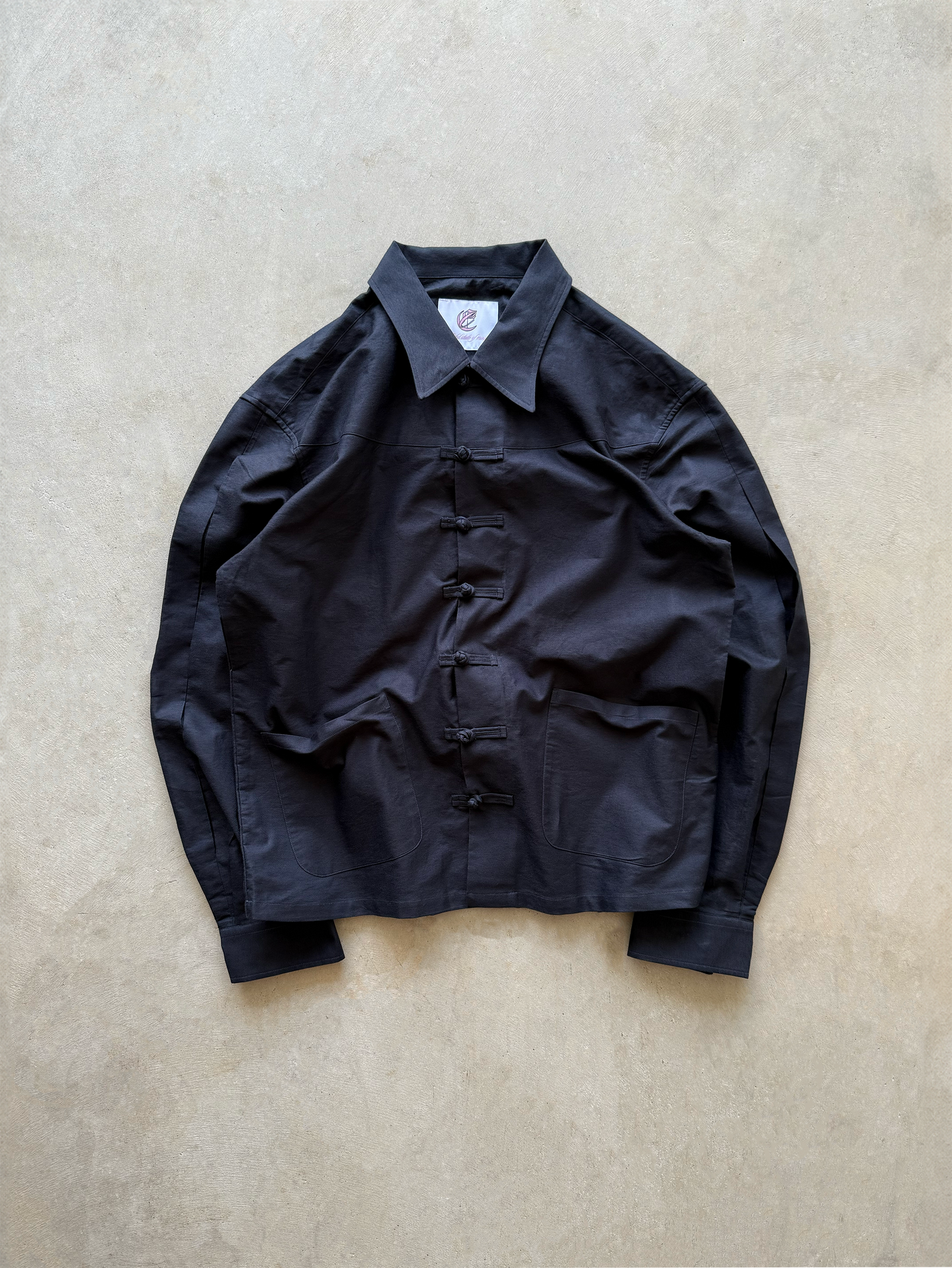 MANDARIN BUTTON UP (BLACK)