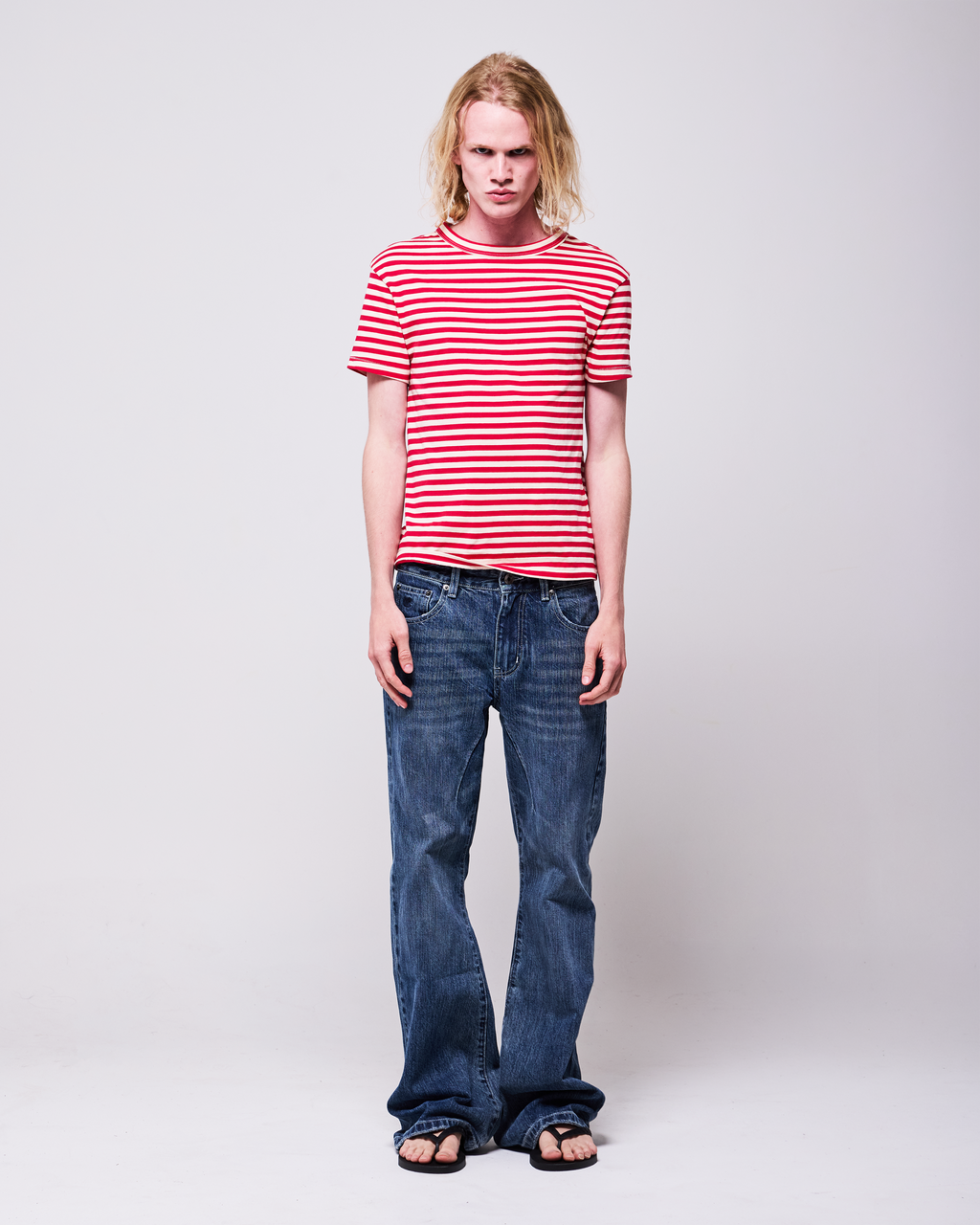 STRIPES FITTED TEE (RED)