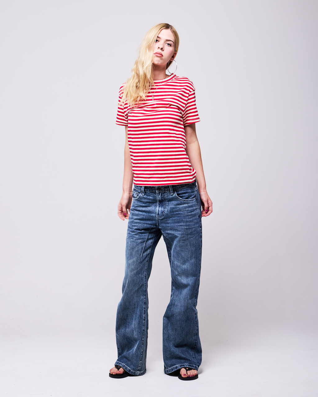 STRIPES FITTED TEE (RED)