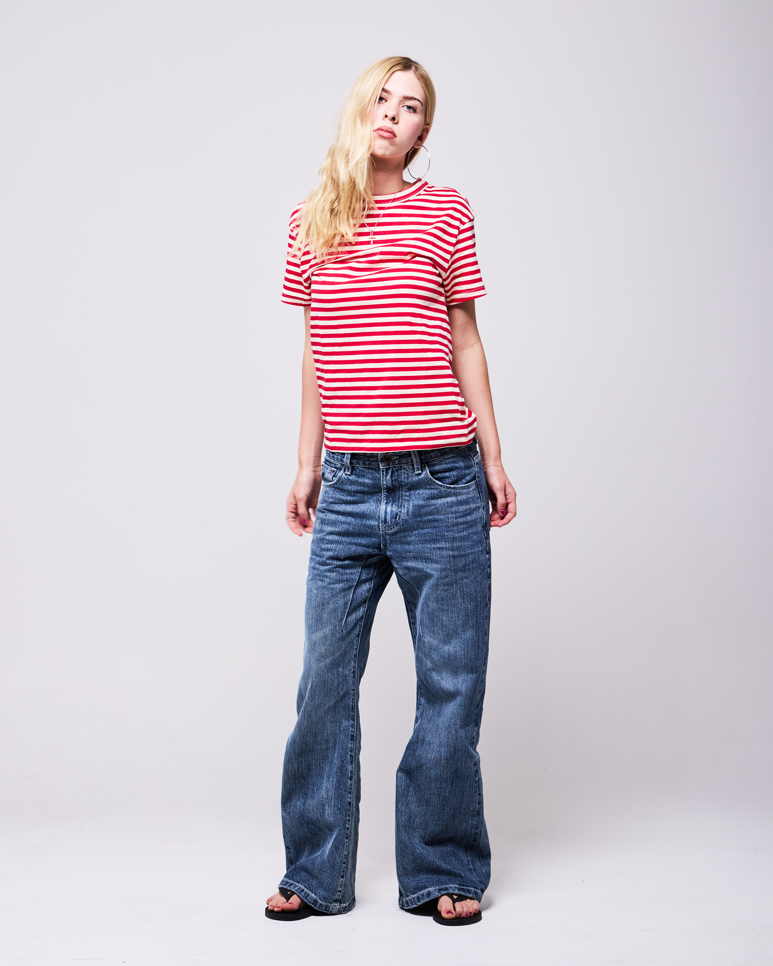 STRIPES FITTED TEE (RED)