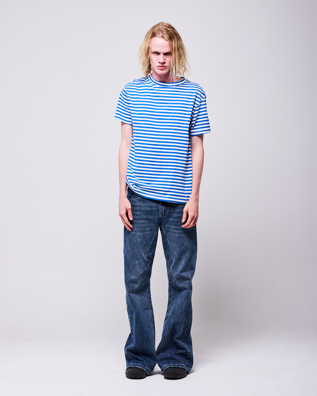 STRIPES FITTED TEE (BLUE)