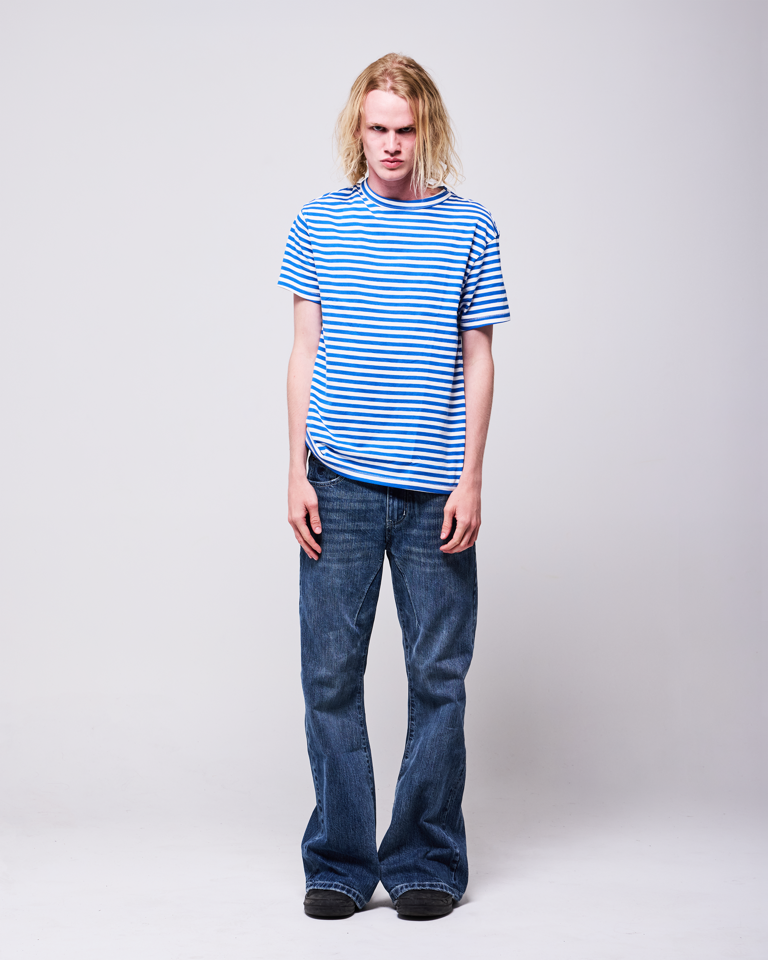 STRIPES FITTED TEE (BLUE)