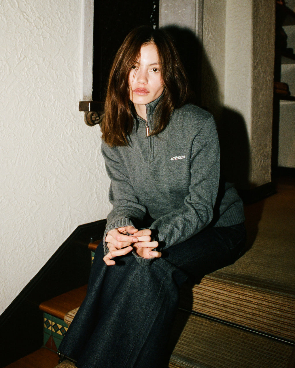 TRIPLE E QUARTER ZIP (GRAY)