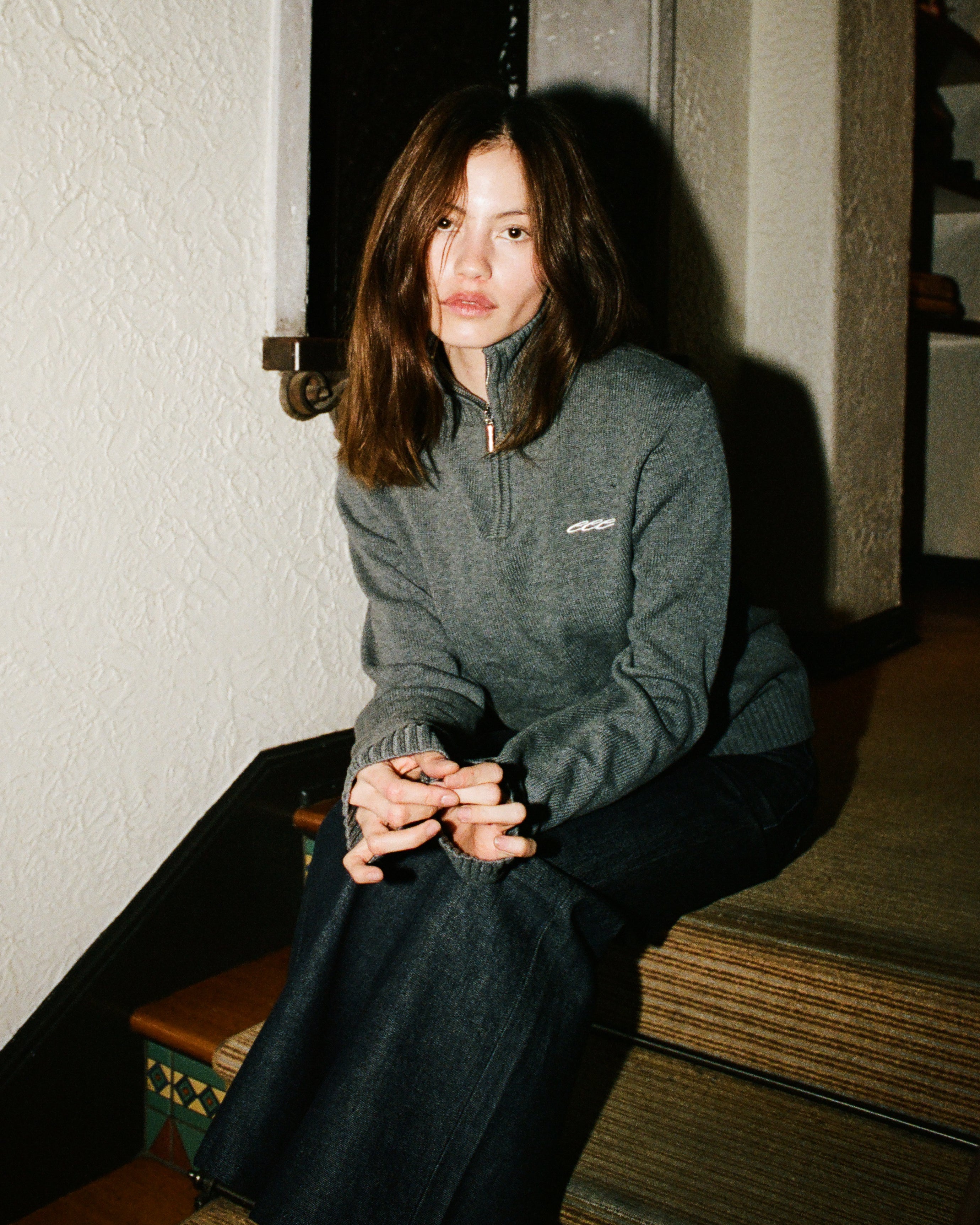 TRIPLE E QUARTER ZIP (GRAY)