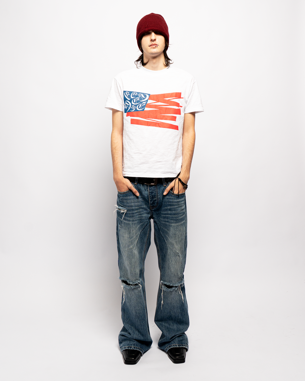 JAPANESE DISTRESSED BOOTCUT DENIM (BLUE)