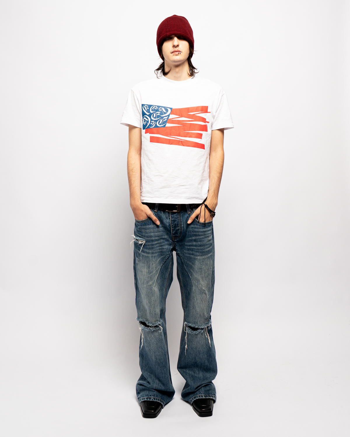 JAPANESE DISTRESSED BOOTCUT DENIM (BLUE)
