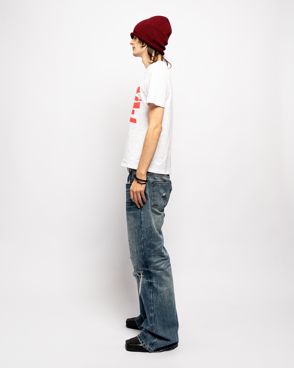 JAPANESE DISTRESSED BOOTCUT DENIM (BLUE)