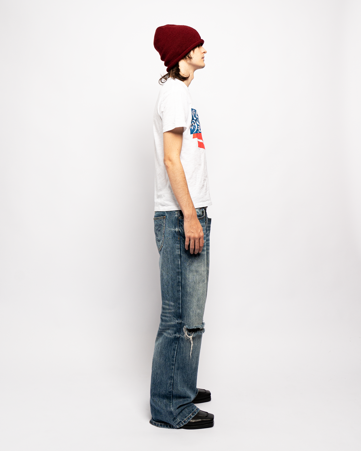 JAPANESE DISTRESSED BOOTCUT DENIM (BLUE)