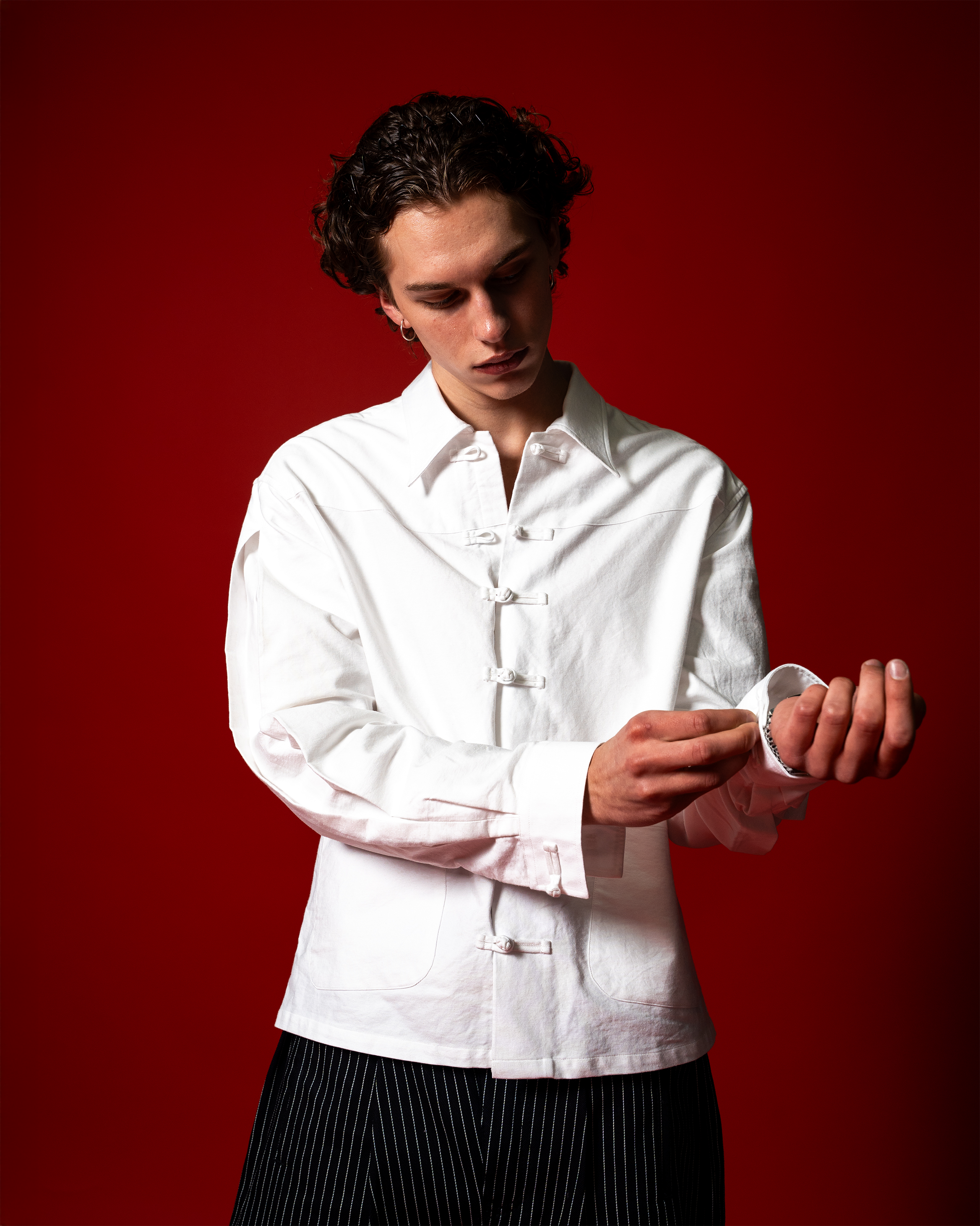 MANDARIN BUTTON UP (WHITE) - ELYSIAN