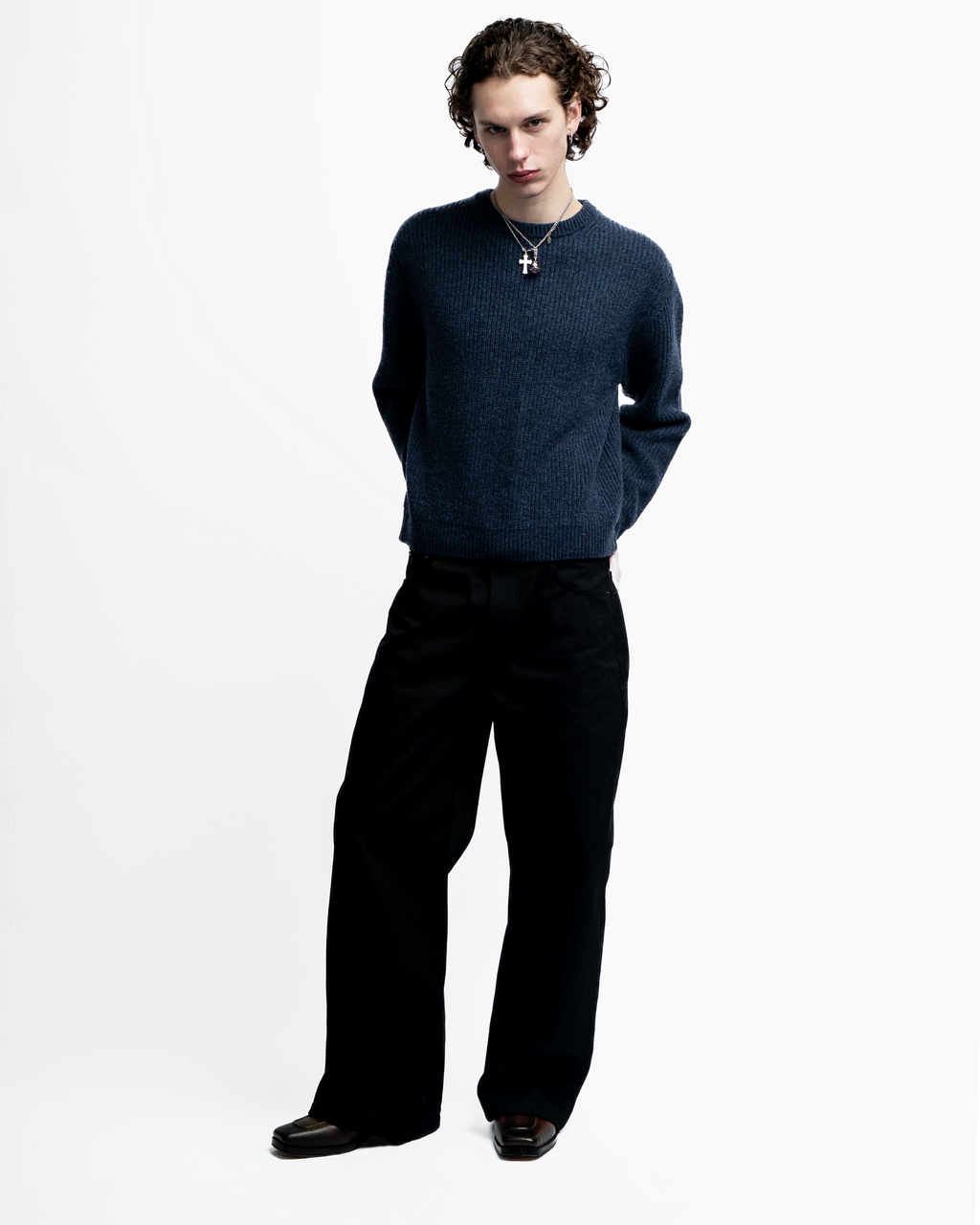 FISHERMAN KNIT SWEATER (NAVY) - ELYSIAN