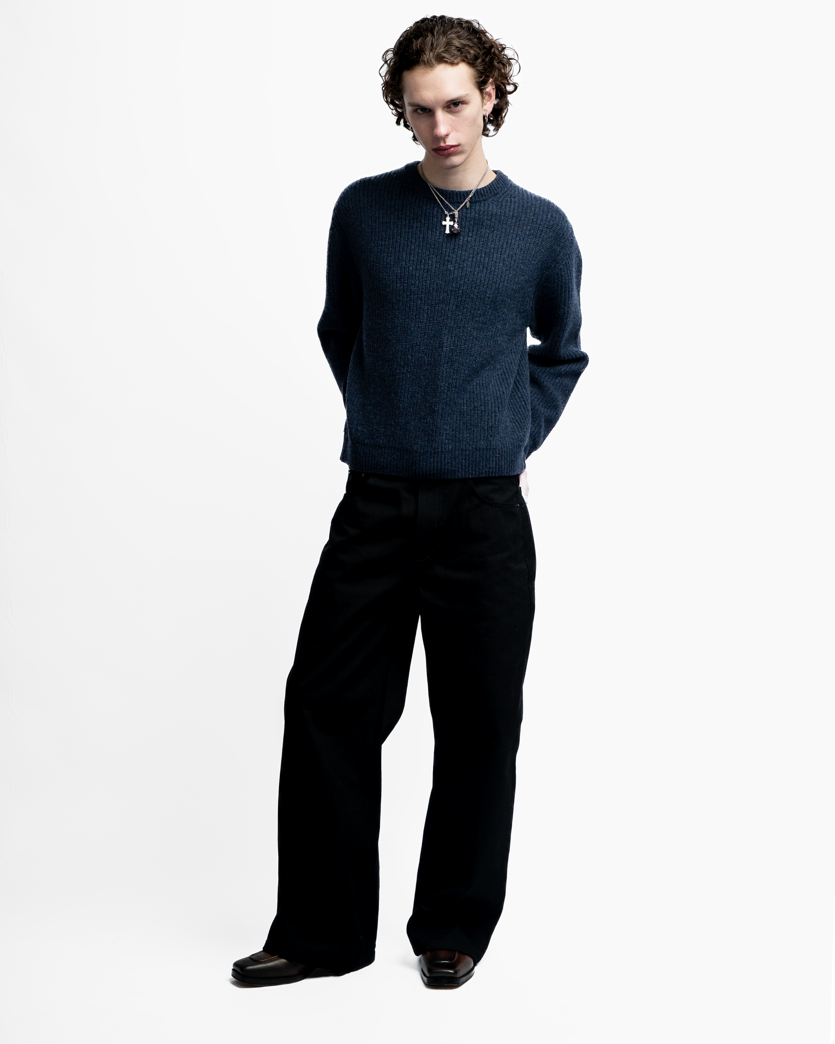 FISHERMAN KNIT SWEATER (NAVY) - ELYSIAN