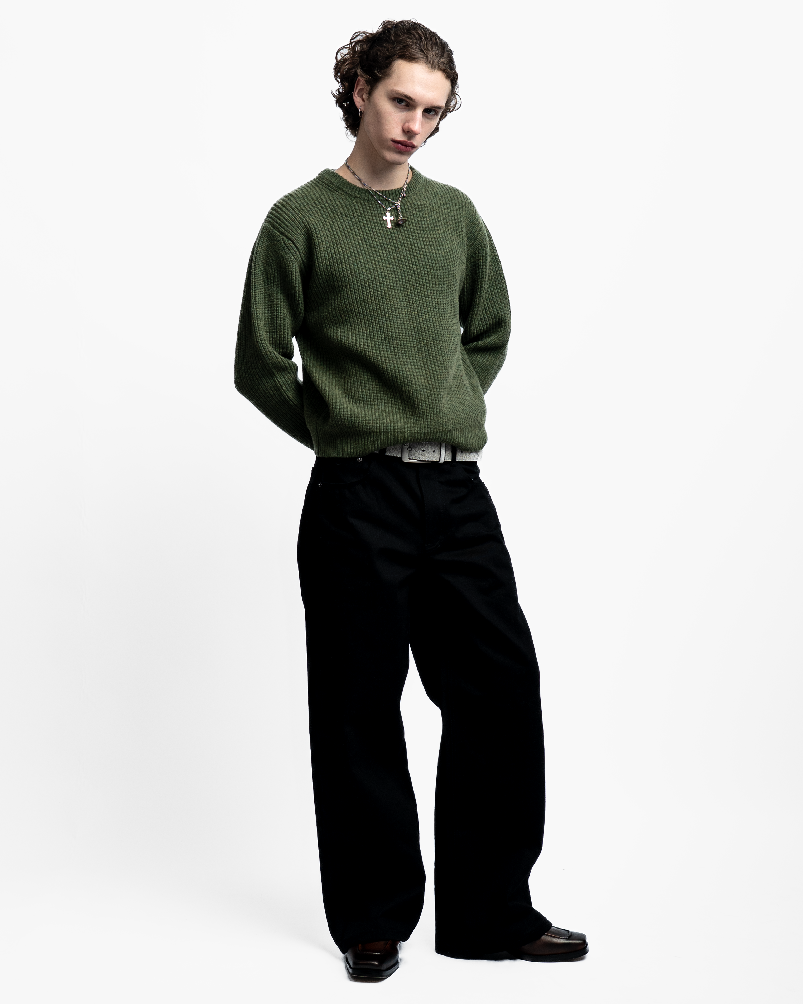 FISHERMAN KNIT SWEATER (GREEN) - ELYSIAN