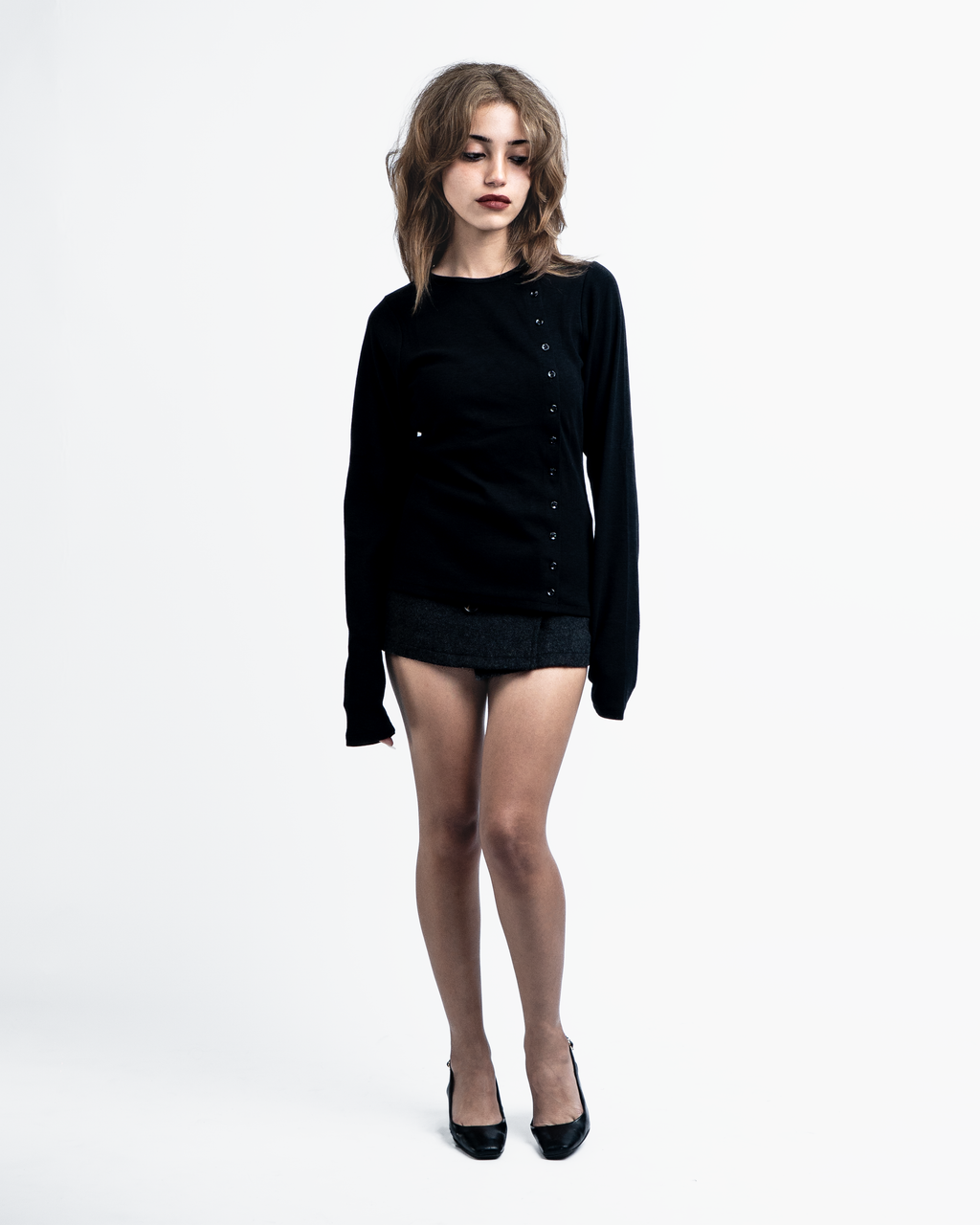 ASYMMETRICAL CARDIGAN (BLACK) - ELYSIAN