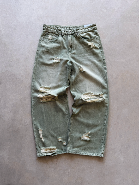 JAPANESE DISTRESSED DENIM (MOSS GREEN)