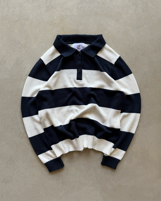 RUGBY KNITTED POLO (NAVY/WHITE)