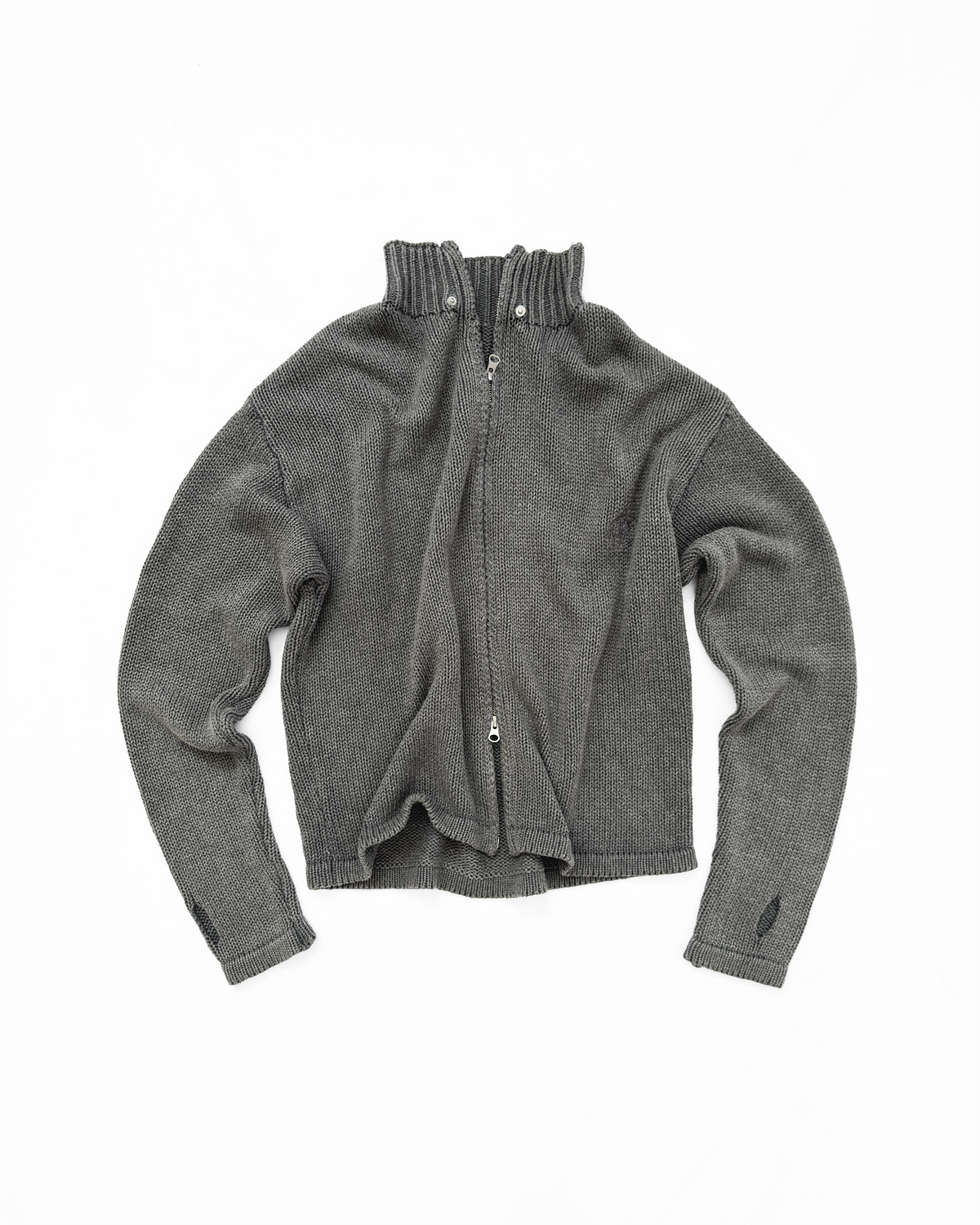 DETACHABLE HOODIE KNIT ZIP (GRAY)