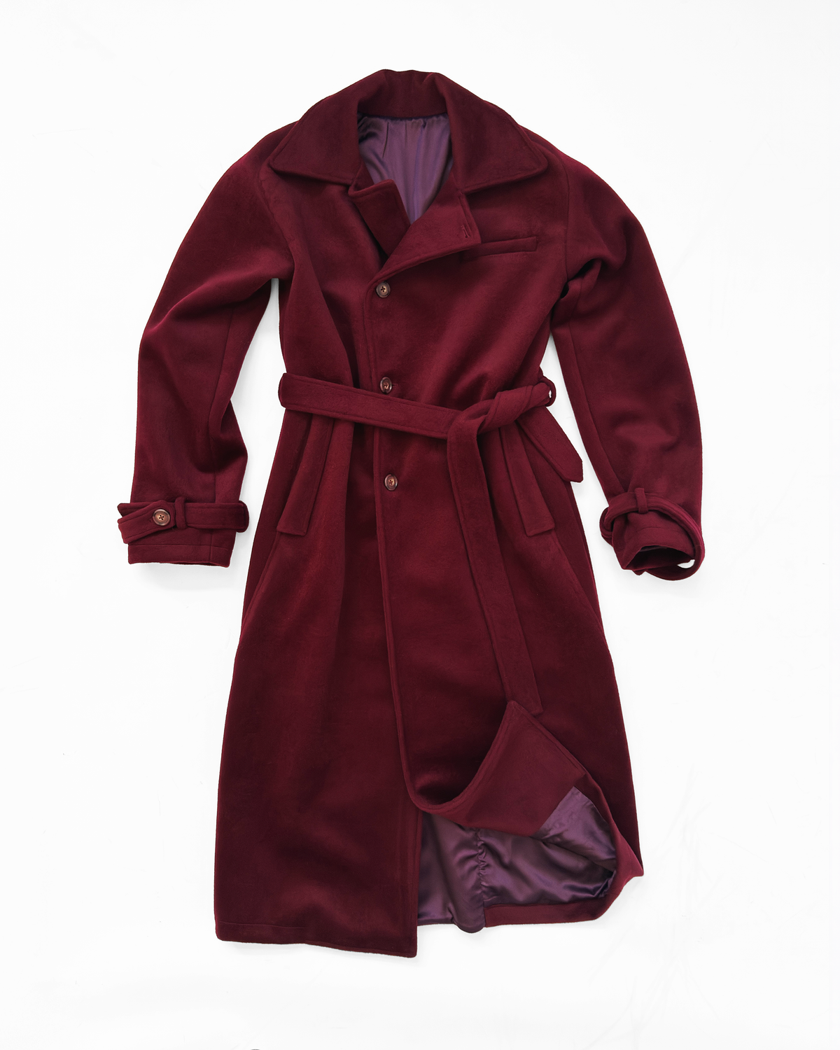 WOOL TRENCH COAT (BURGUNDY)