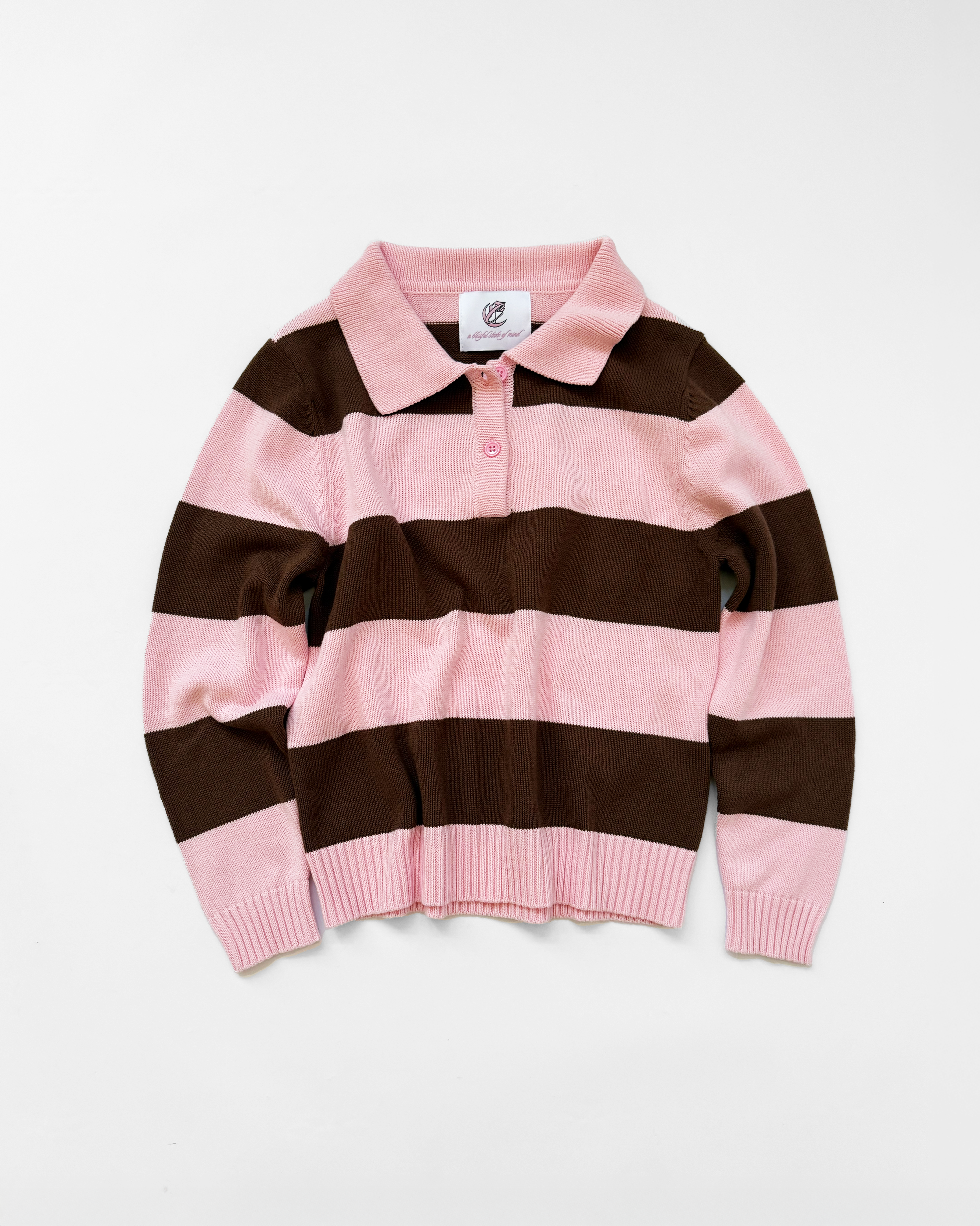 RUGBY KNITTED POLO (PINK/BROWN) - ELYSIAN