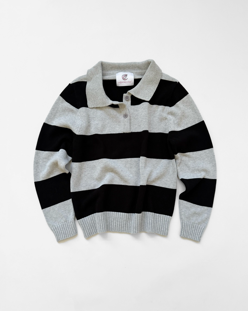 RUGBY KNITTED POLO (GRAY/BLACK) - ELYSIAN