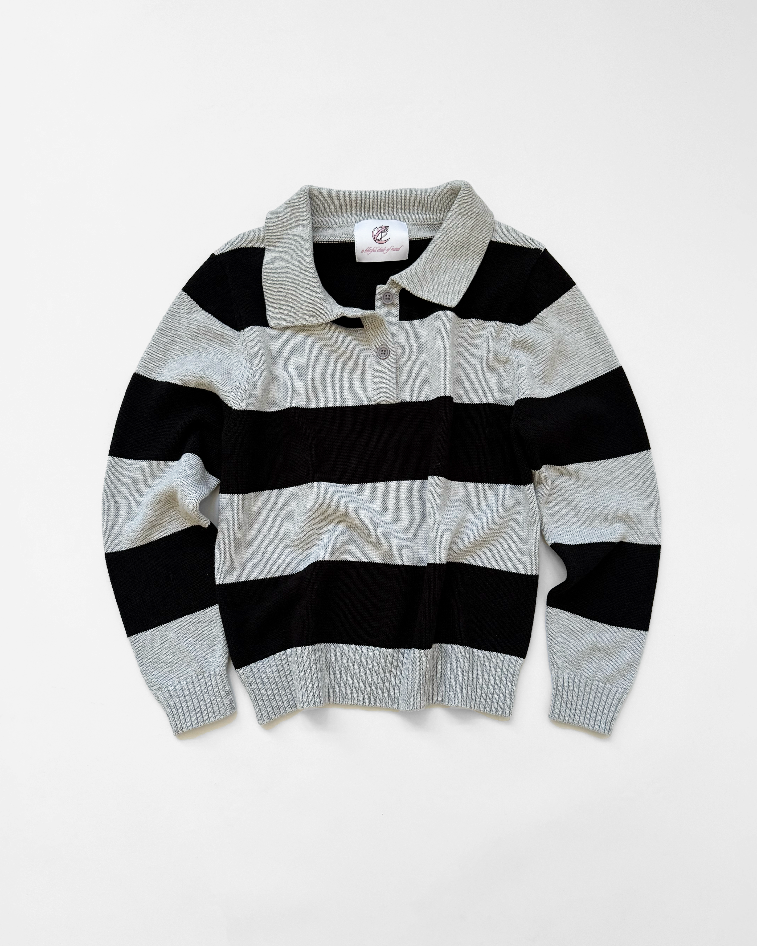 RUGBY KNITTED POLO (GRAY/BLACK) - ELYSIAN