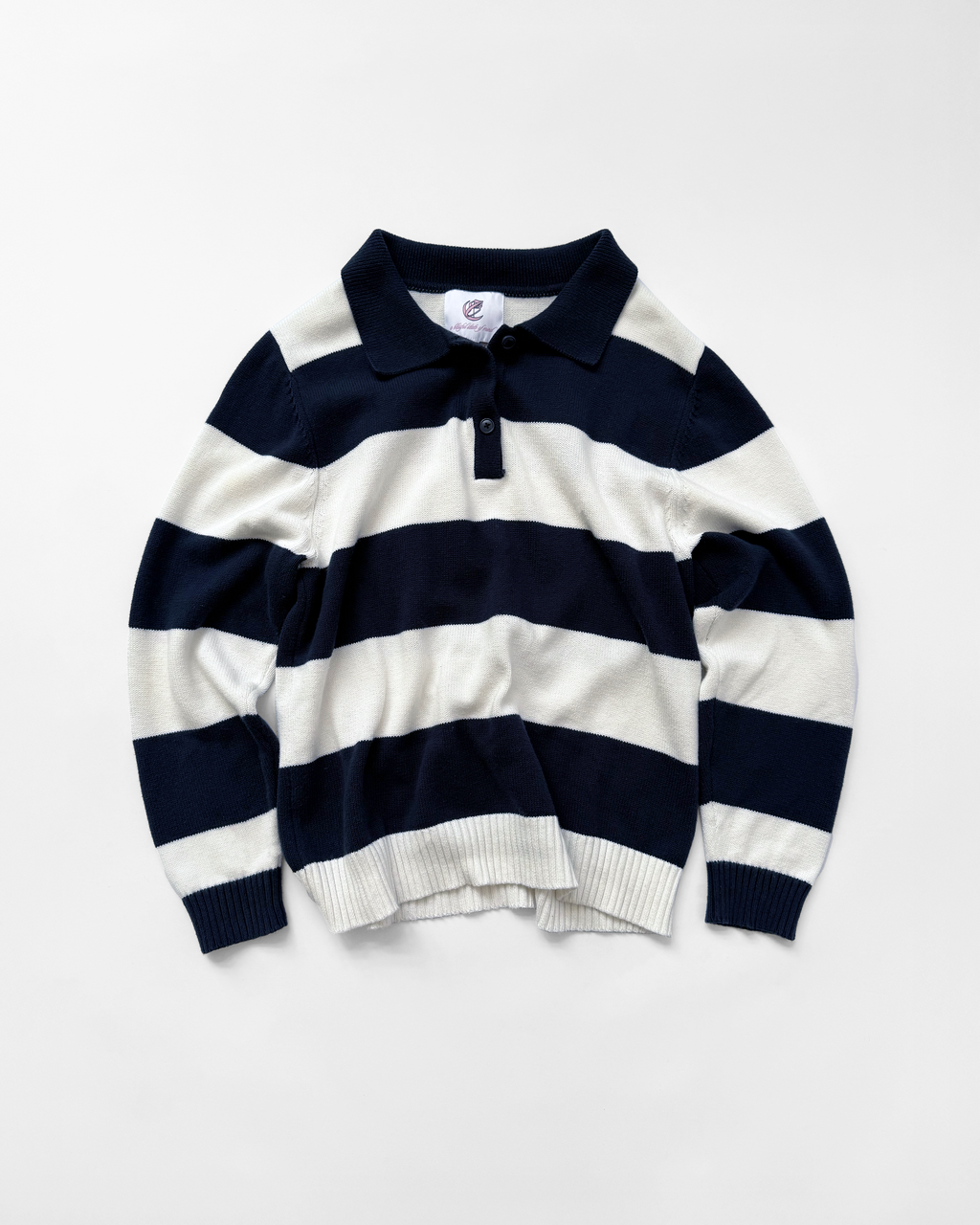 RUGBY KNITTED POLO (NAVY/WHITE) - ELYSIAN