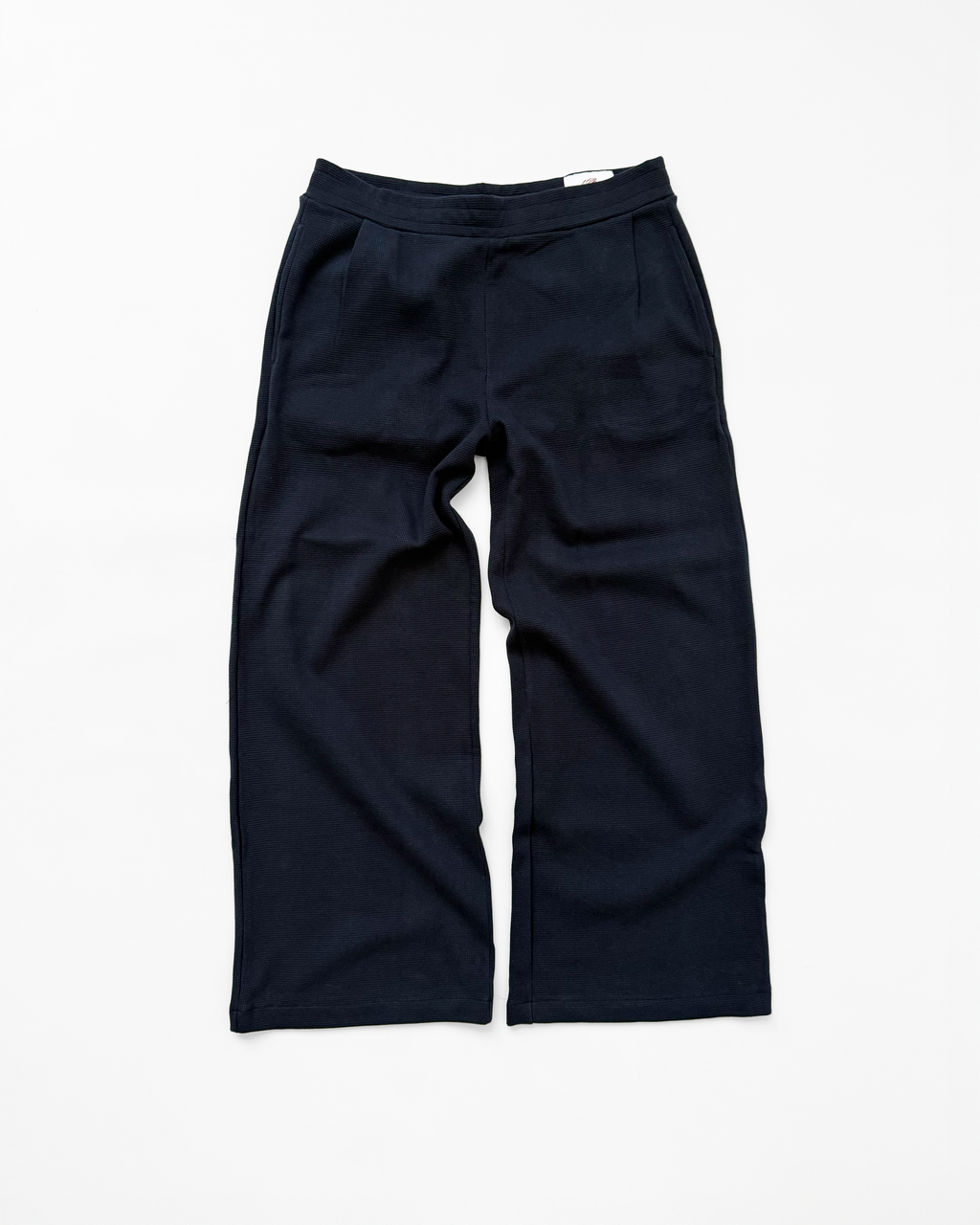 PLEATED WAFFLE KNIT LOUNGE PANTS (NAVY) - ELYSIAN