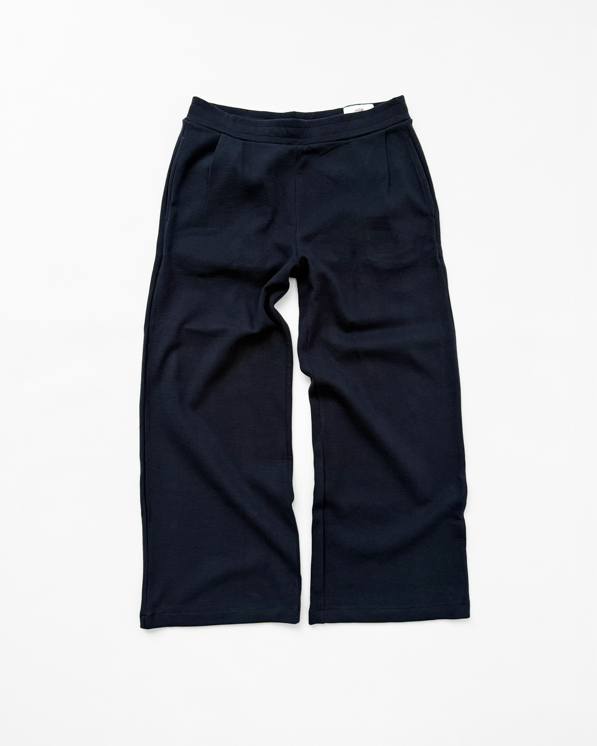 PLEATED WAFFLE KNIT LOUNGE PANTS (NAVY) - ELYSIAN