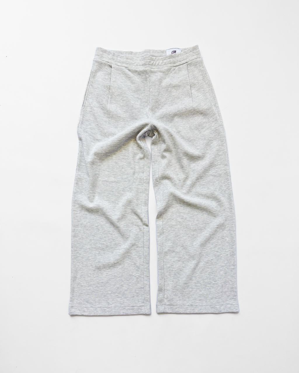 PLEATED WAFFLE KNIT LOUNGE PANTS (HEATHER GRAY) - ELYSIAN
