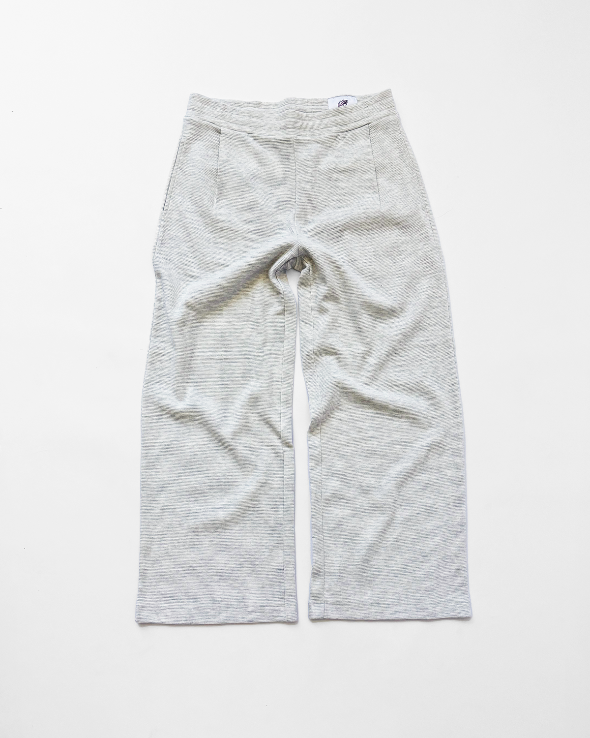 PLEATED WAFFLE KNIT LOUNGE PANTS (HEATHER GRAY) - ELYSIAN