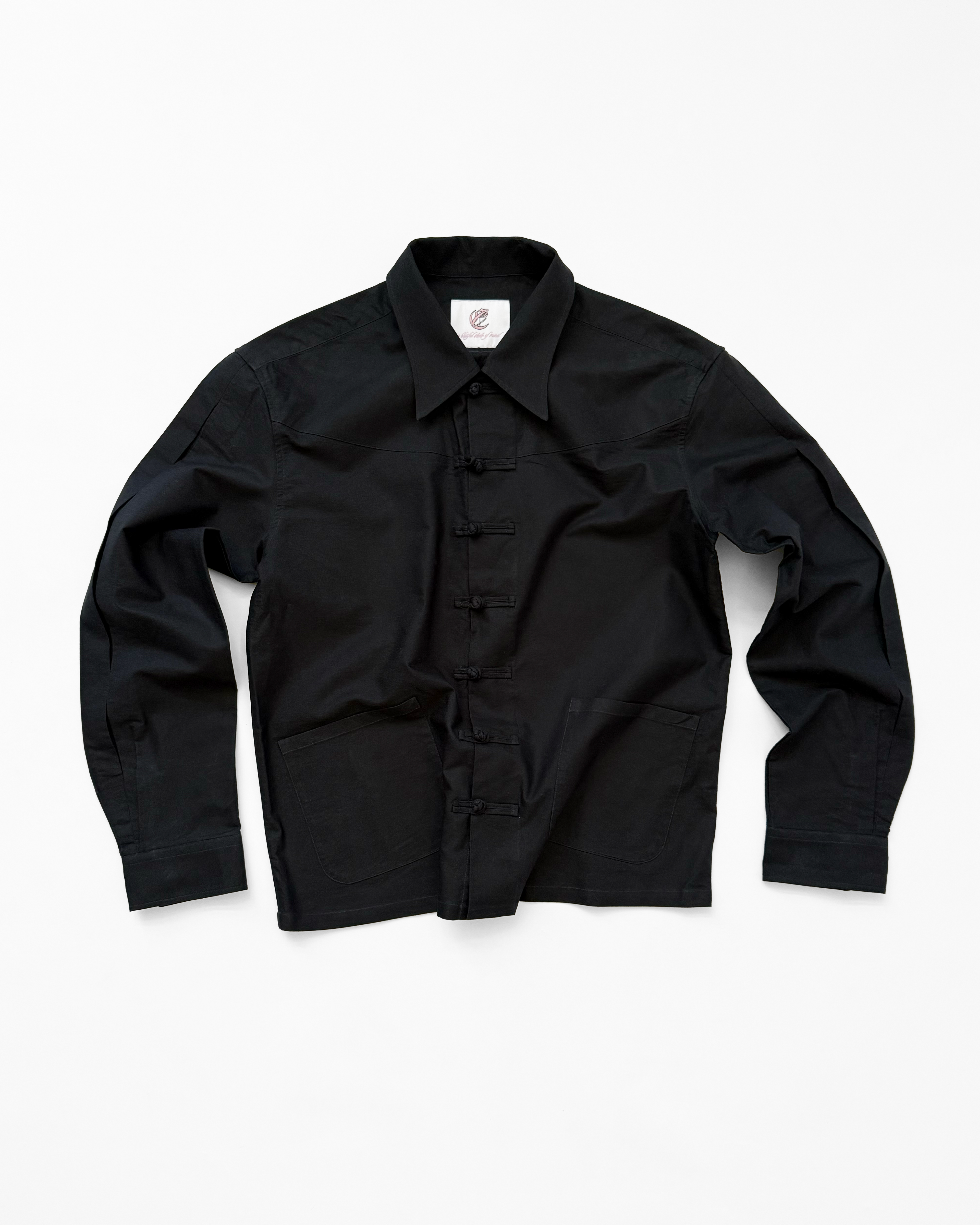 MANDARIN BUTTON UP (BLACK) - ELYSIAN