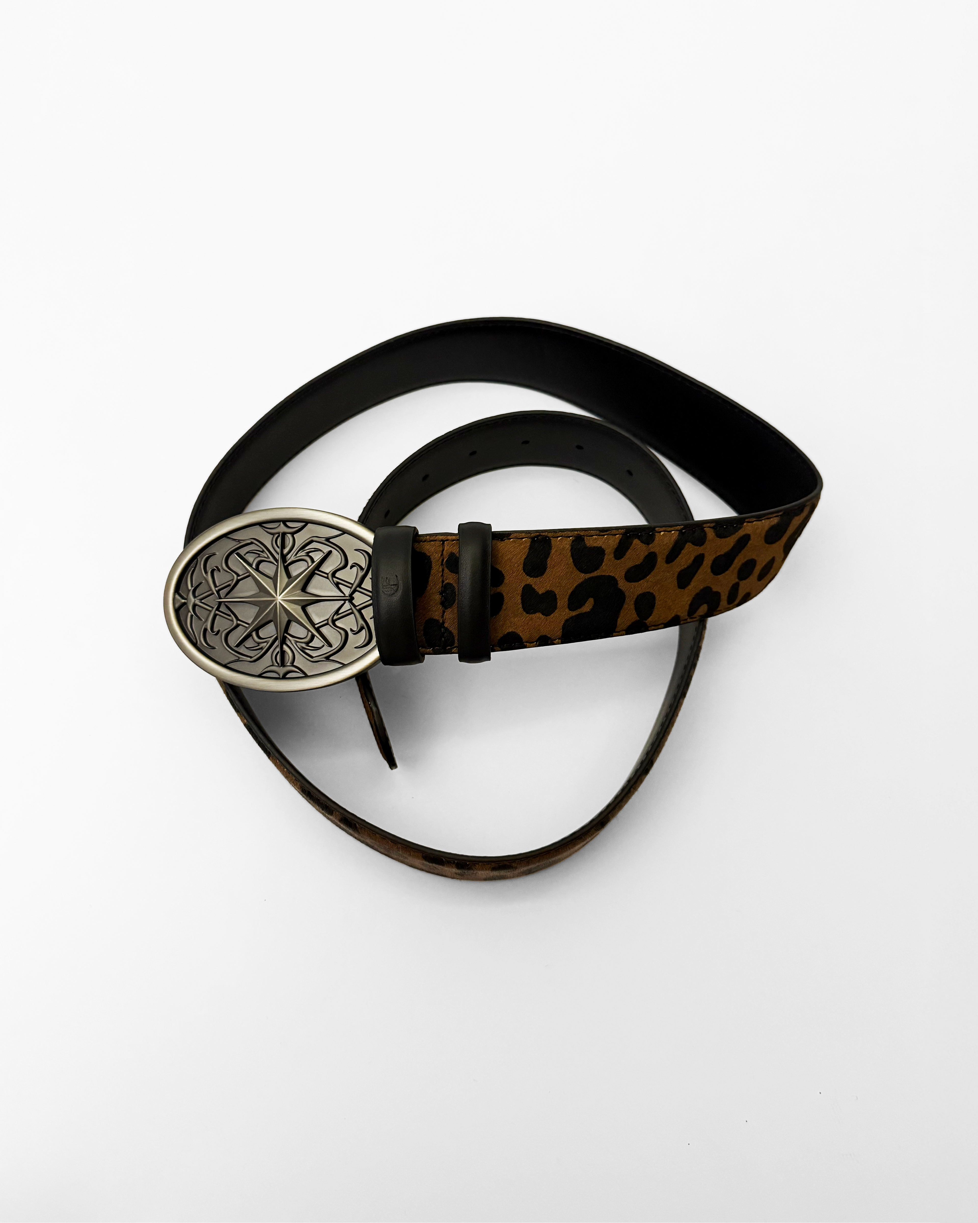 BIG BUCKLE LEOPARD BELT (BROWN)