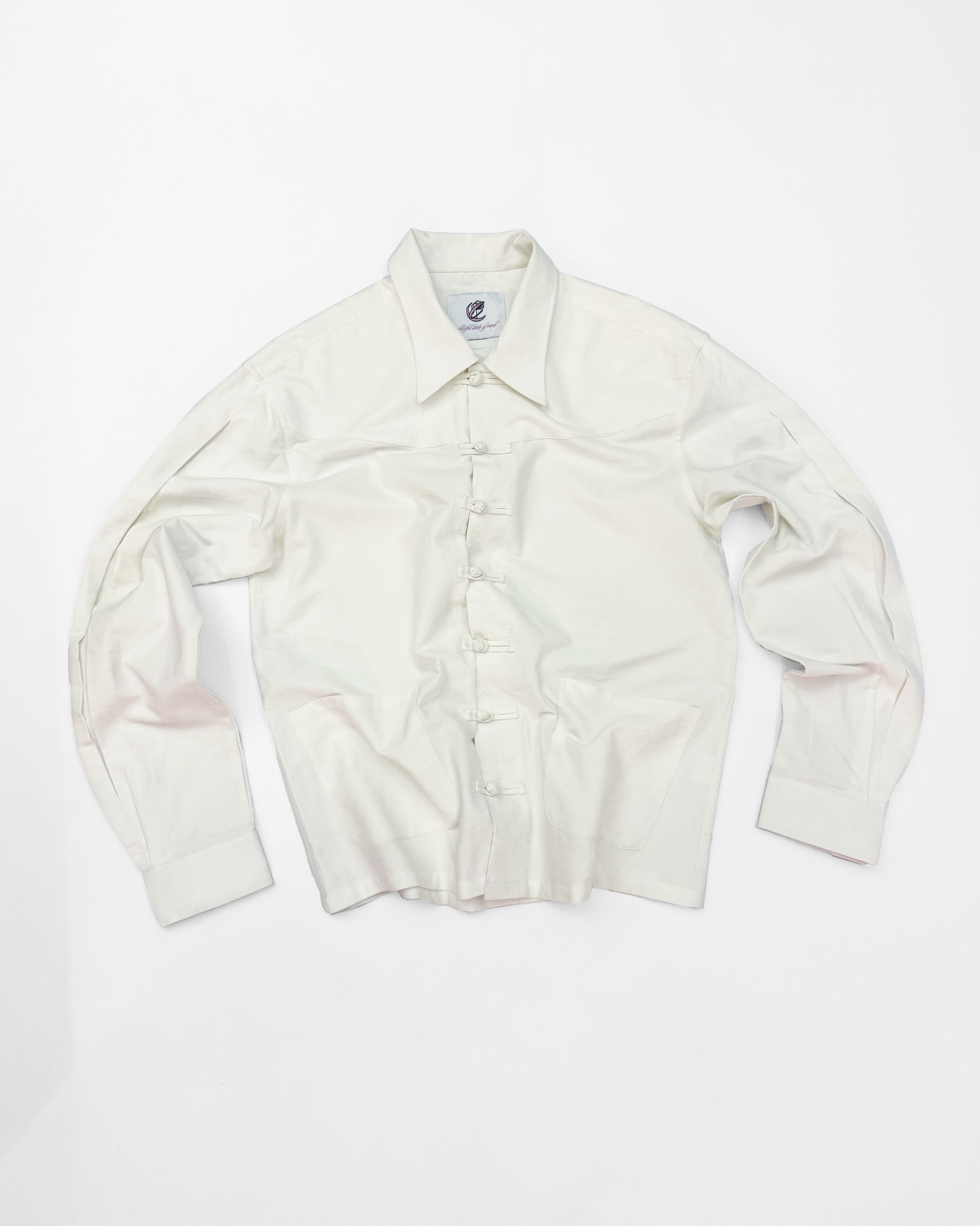 MANDARIN BUTTON UP (WHITE) - ELYSIAN