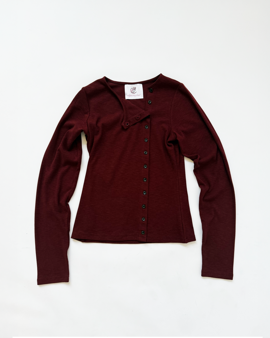 ASYMMETRICAL CARDIGAN (BURGUNDY) - ELYSIAN