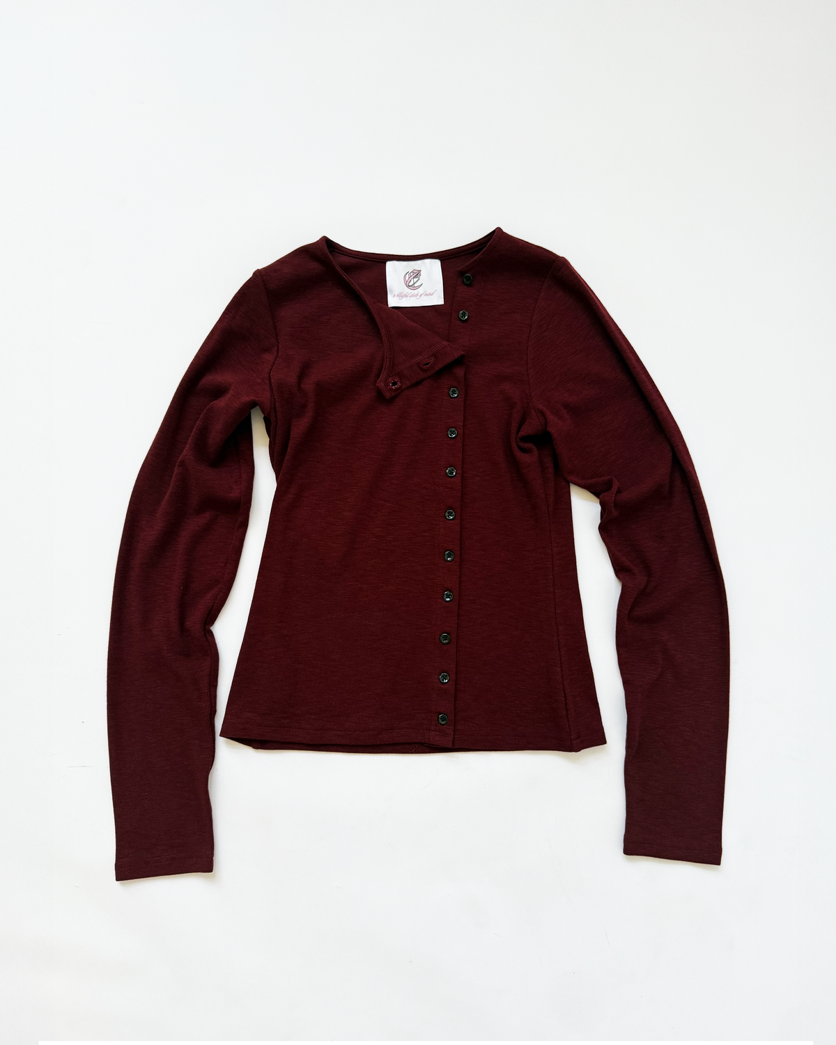 ASYMMETRICAL CARDIGAN (BURGUNDY) – ELYSIAN