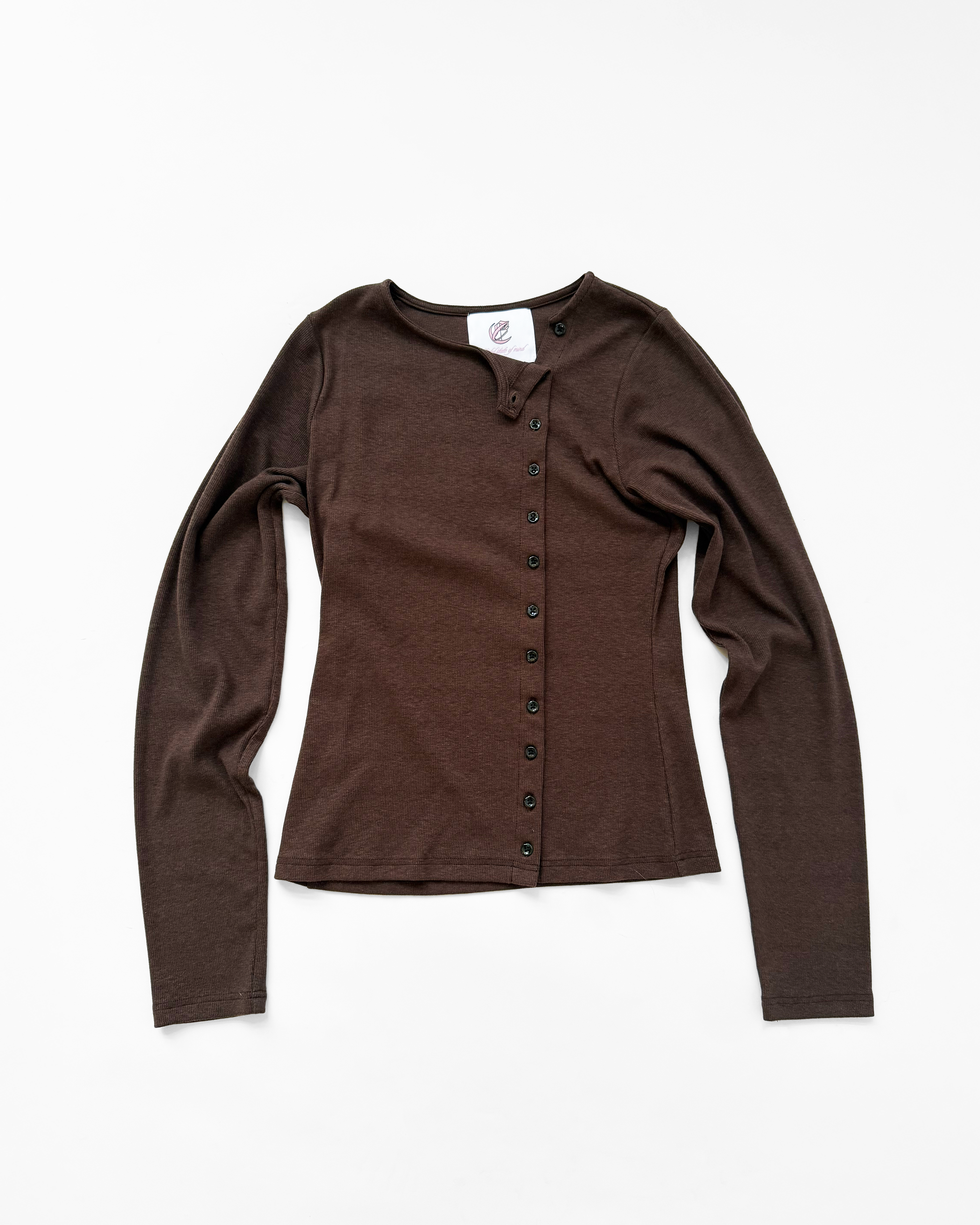 ASYMMETRICAL CARDIGAN (BROWN) - ELYSIAN