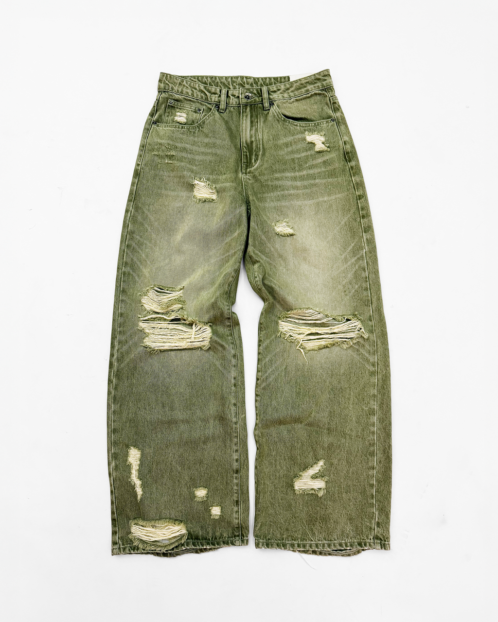 JAPANESE DISTRESSED DENIM (MOSS GREEN)