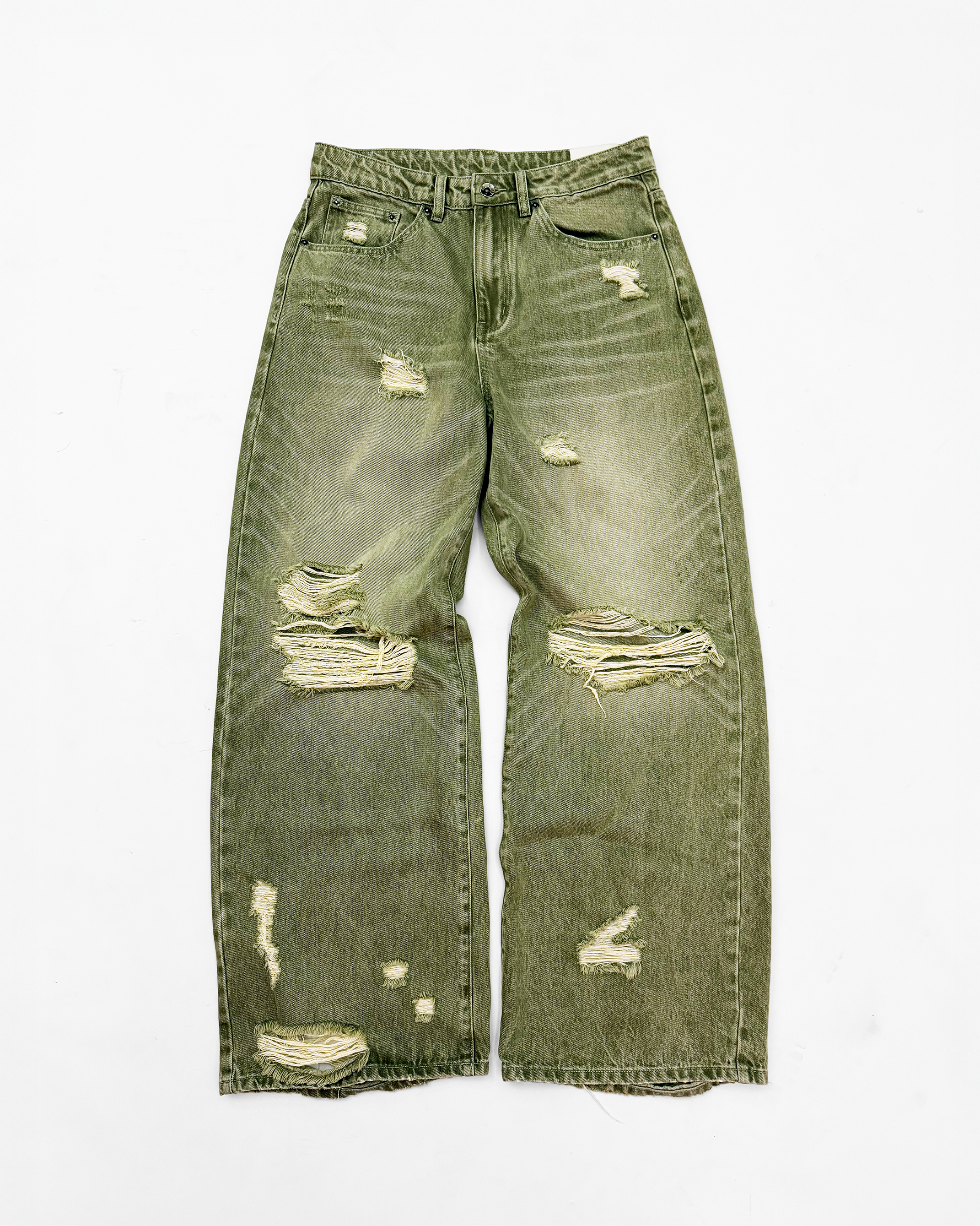 JAPANESE DISTRESSED DENIM (MOSS GREEN)