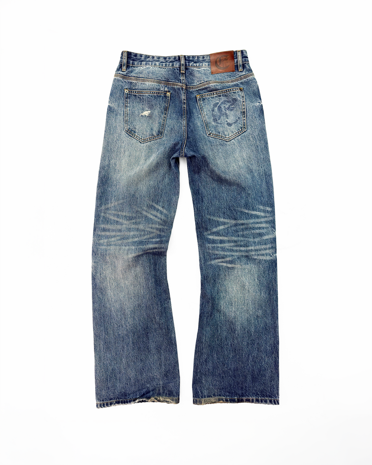 JAPANESE DISTRESSED BOOTCUT DENIM (BLUE)