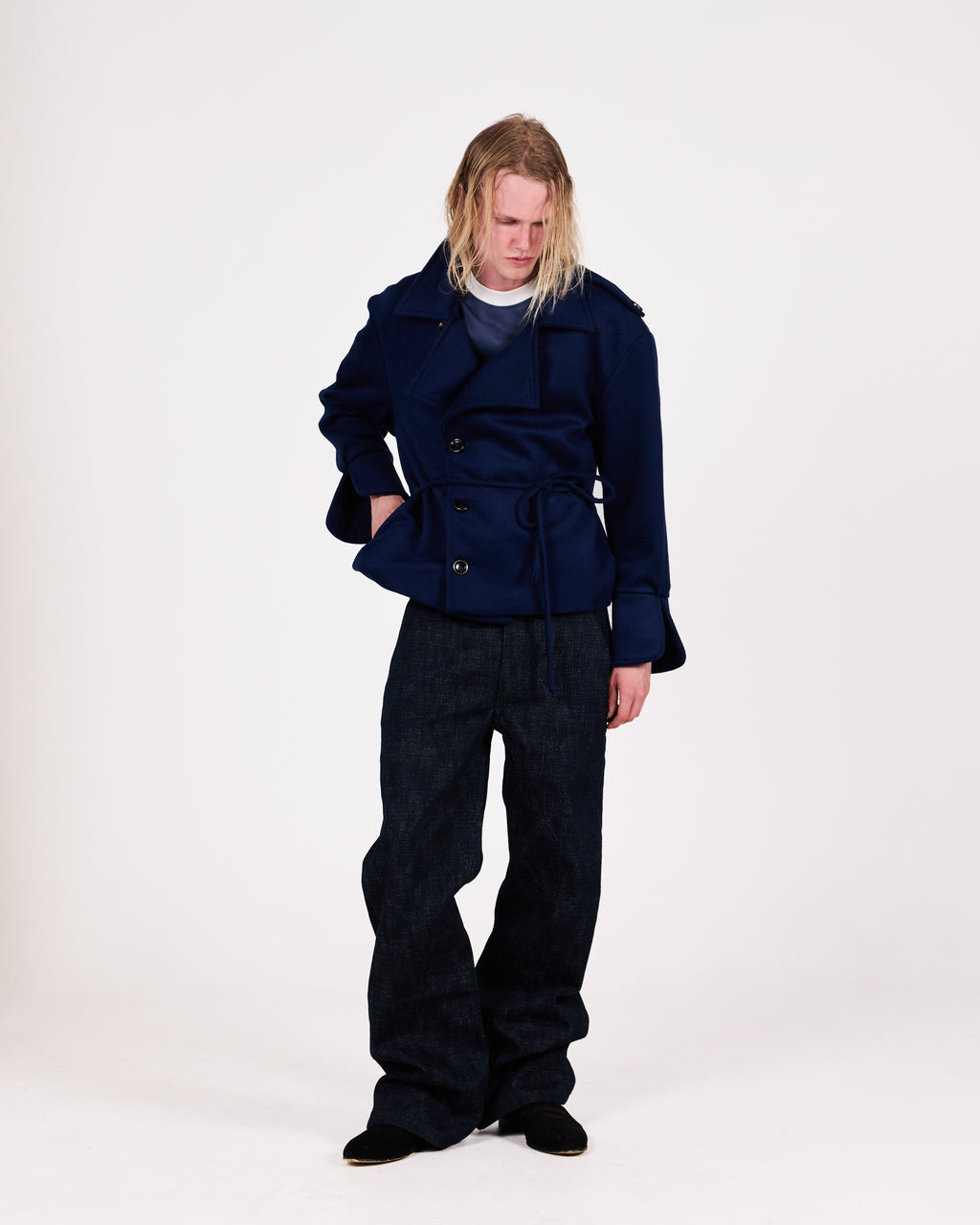 WOOL PEACOAT (BLUE)