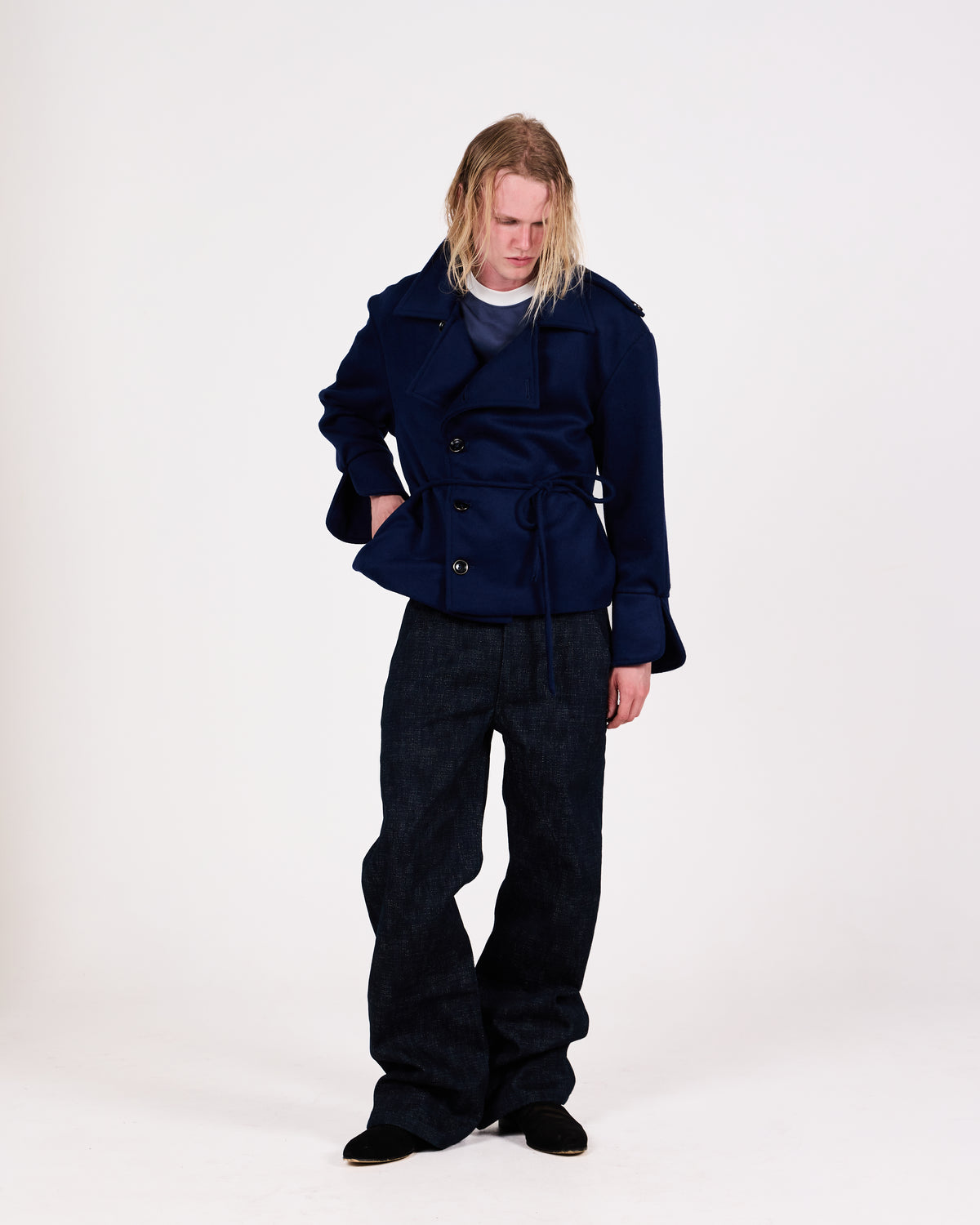 WOOL PEACOAT (BLUE)