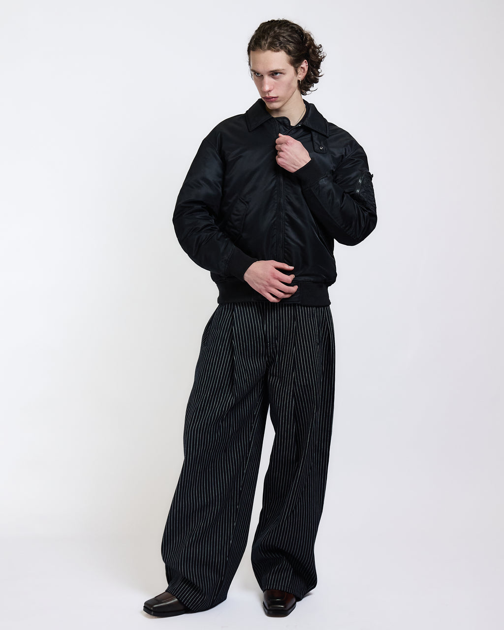 PLEATED PINSTRIPES TROUSERS - ELYSIAN