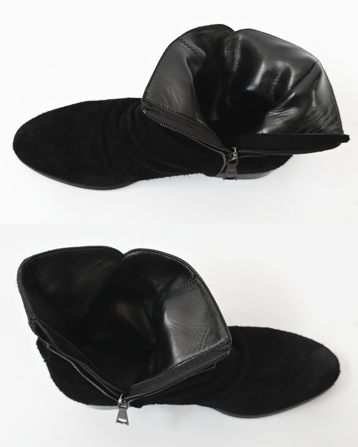 LONG HAIR SUEDE BOOTS (BLACK)