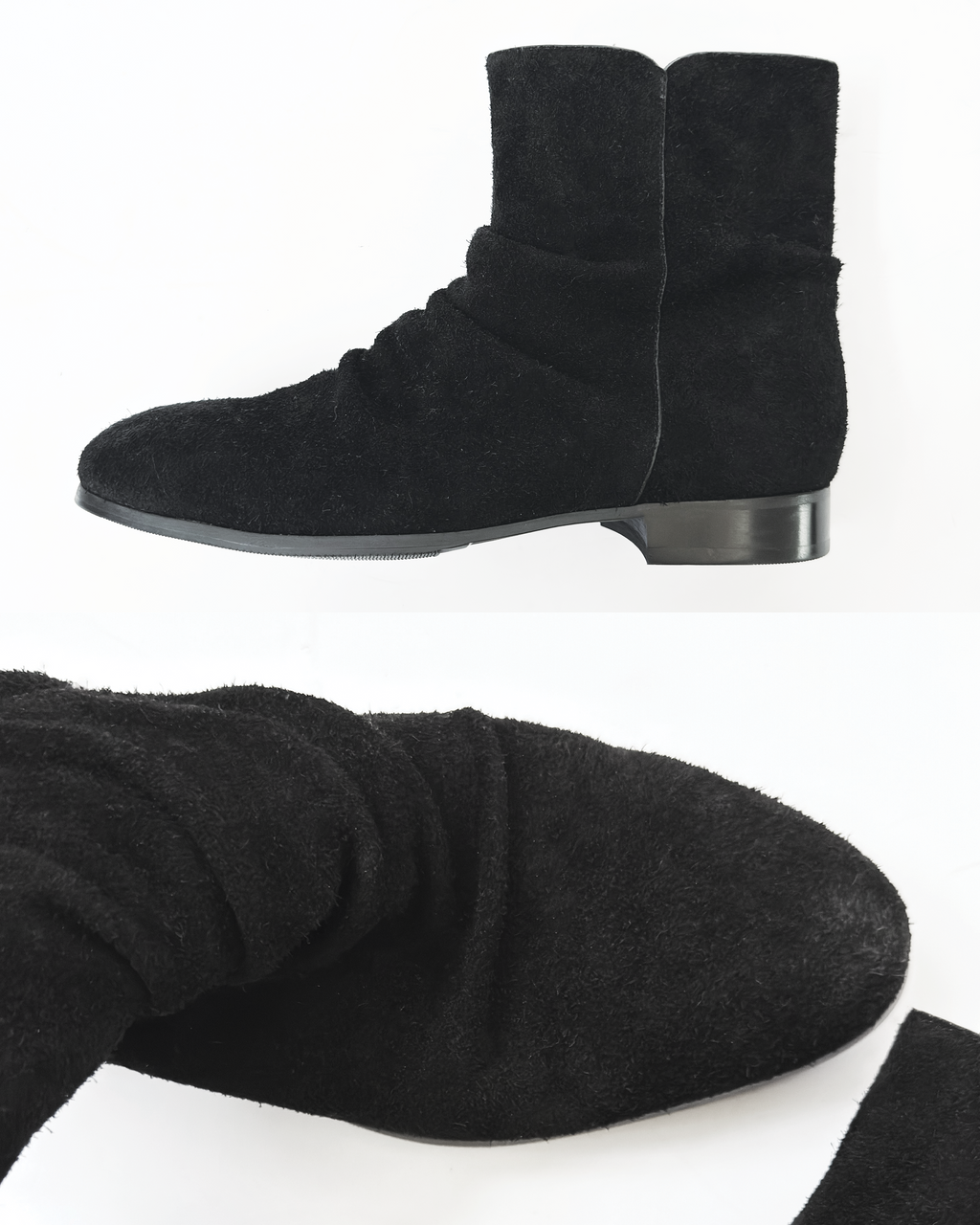LONG HAIR SUEDE BOOTS (BLACK)