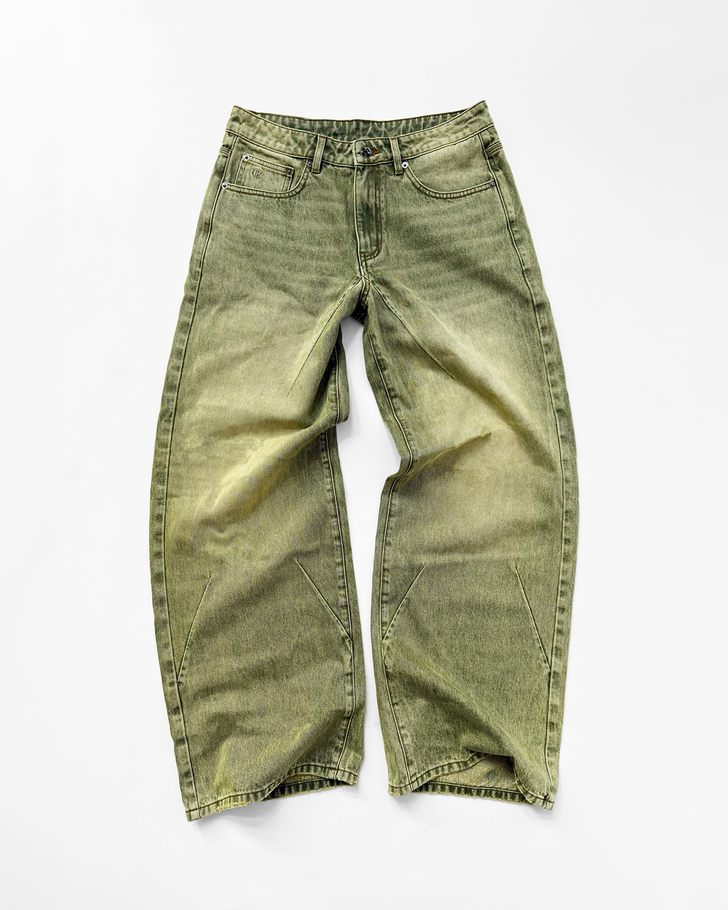 tough jeans ミリタリーオリーブ系色ウエストポーチ・HAYASHIGO JAPANESE BAGGY DENIM (MOSS GREEN) – ELYSIAN