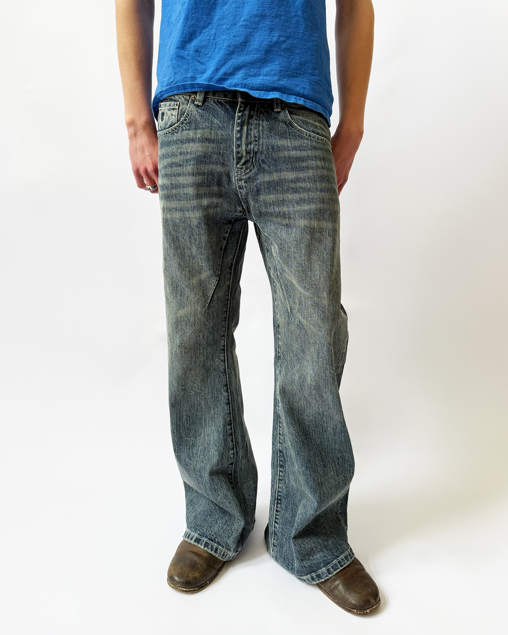 JAPANESE SELVEDGE LOOSE BOOTCUT DENIM (BLUE) - ELYSIAN