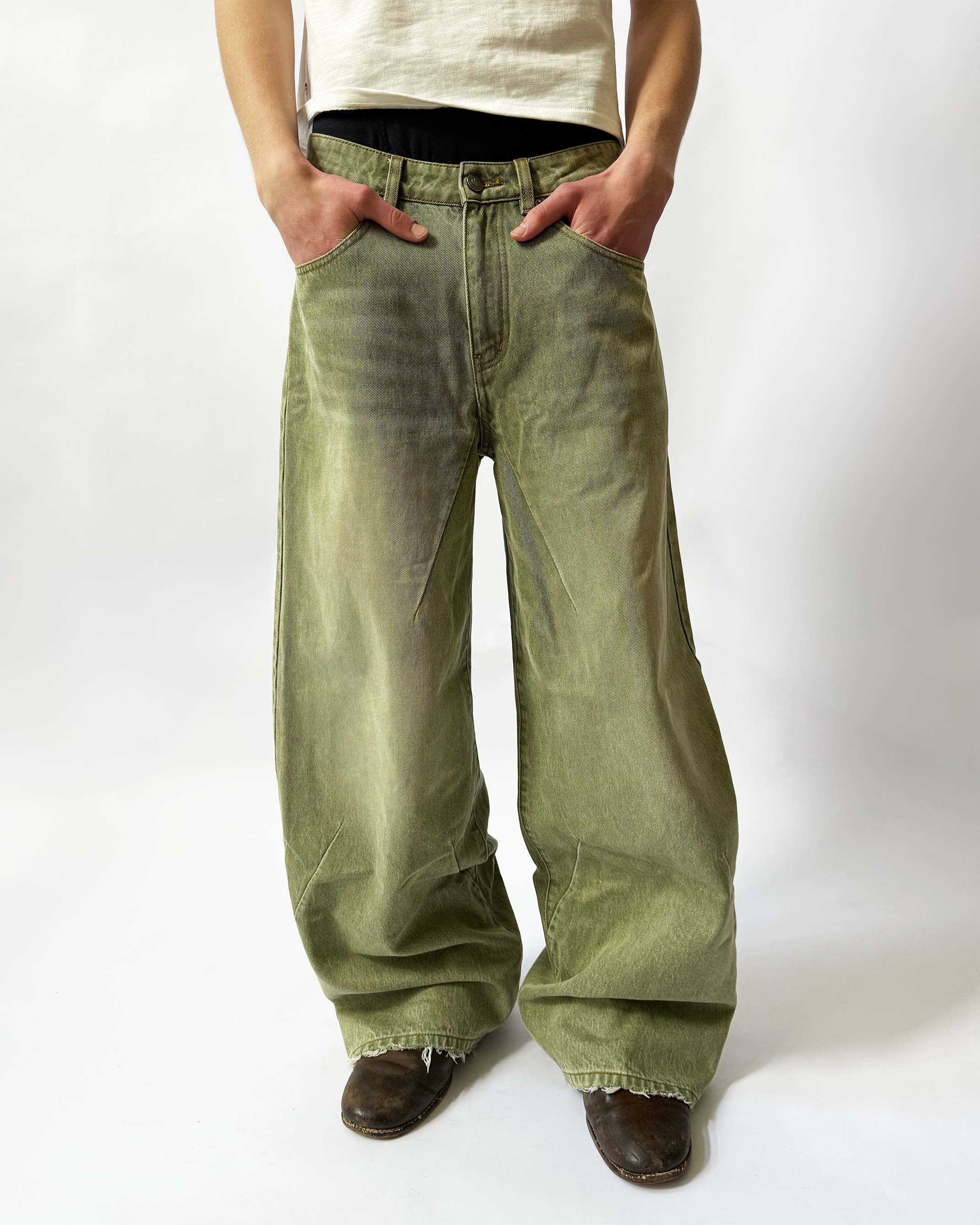 JAPANESE BAGGY DENIM (MOSS GREEN)